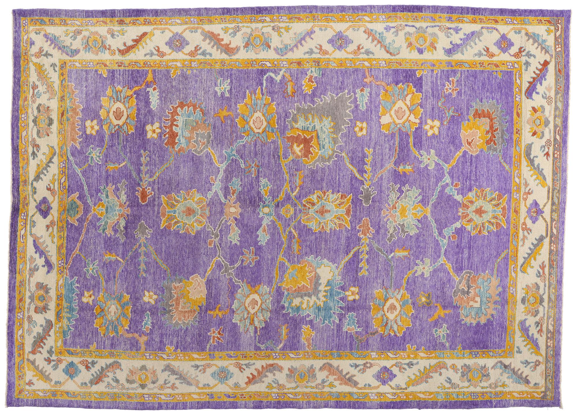 Türkischer Oushak-Teppich in Violett, moderne Eleganz trifft maximalistischen Charme im Angebot 13