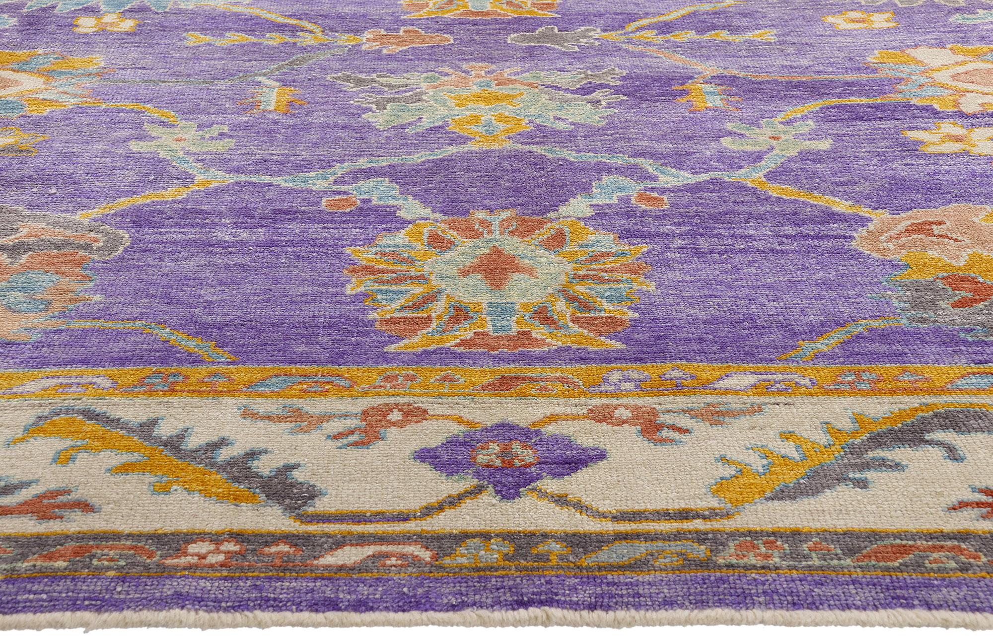 Türkischer Oushak-Teppich in Violett, moderne Eleganz trifft maximalistischen Charme im Angebot 1
