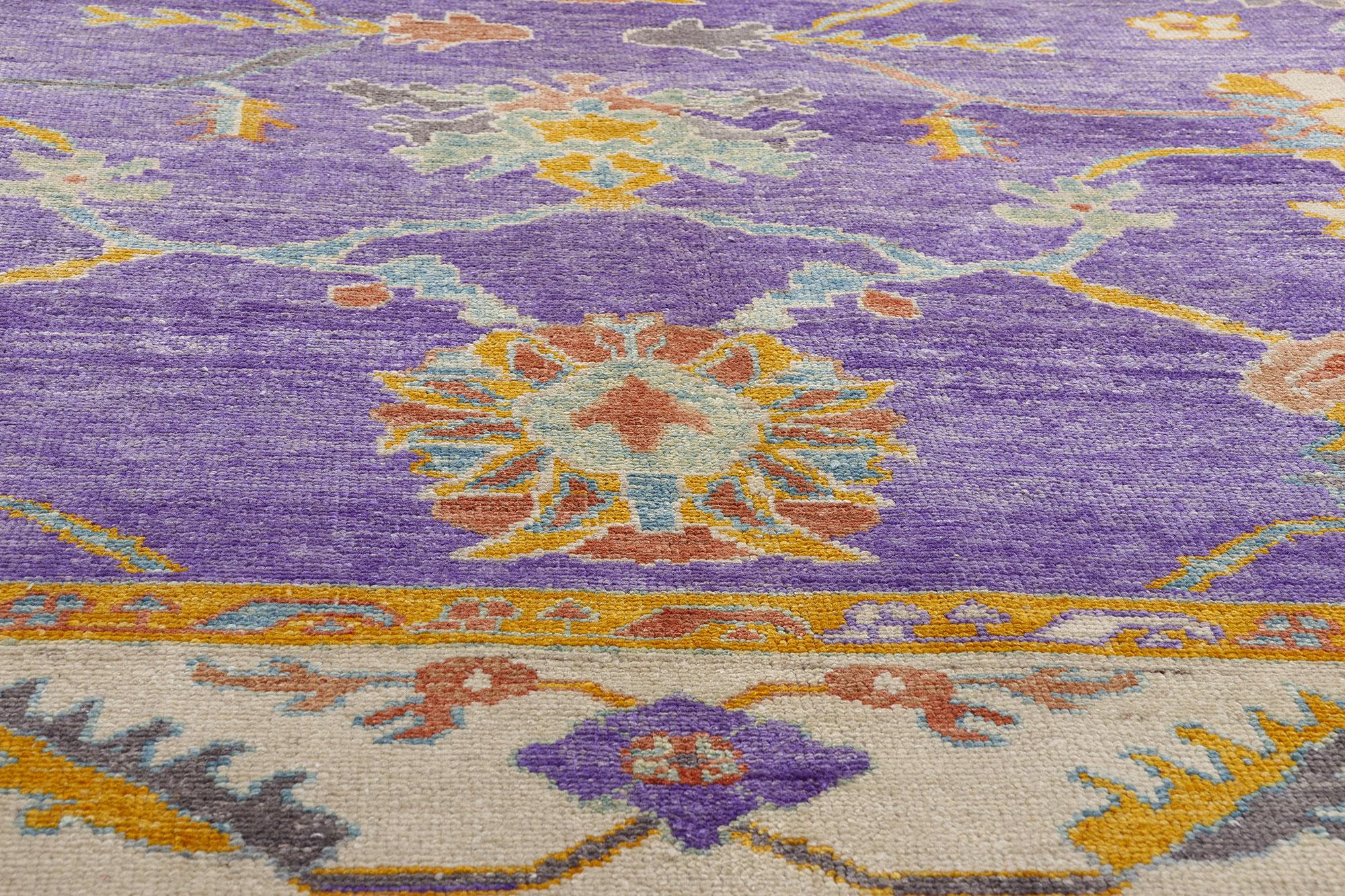 Türkischer Oushak-Teppich in Violett, moderne Eleganz trifft maximalistischen Charme im Angebot 2