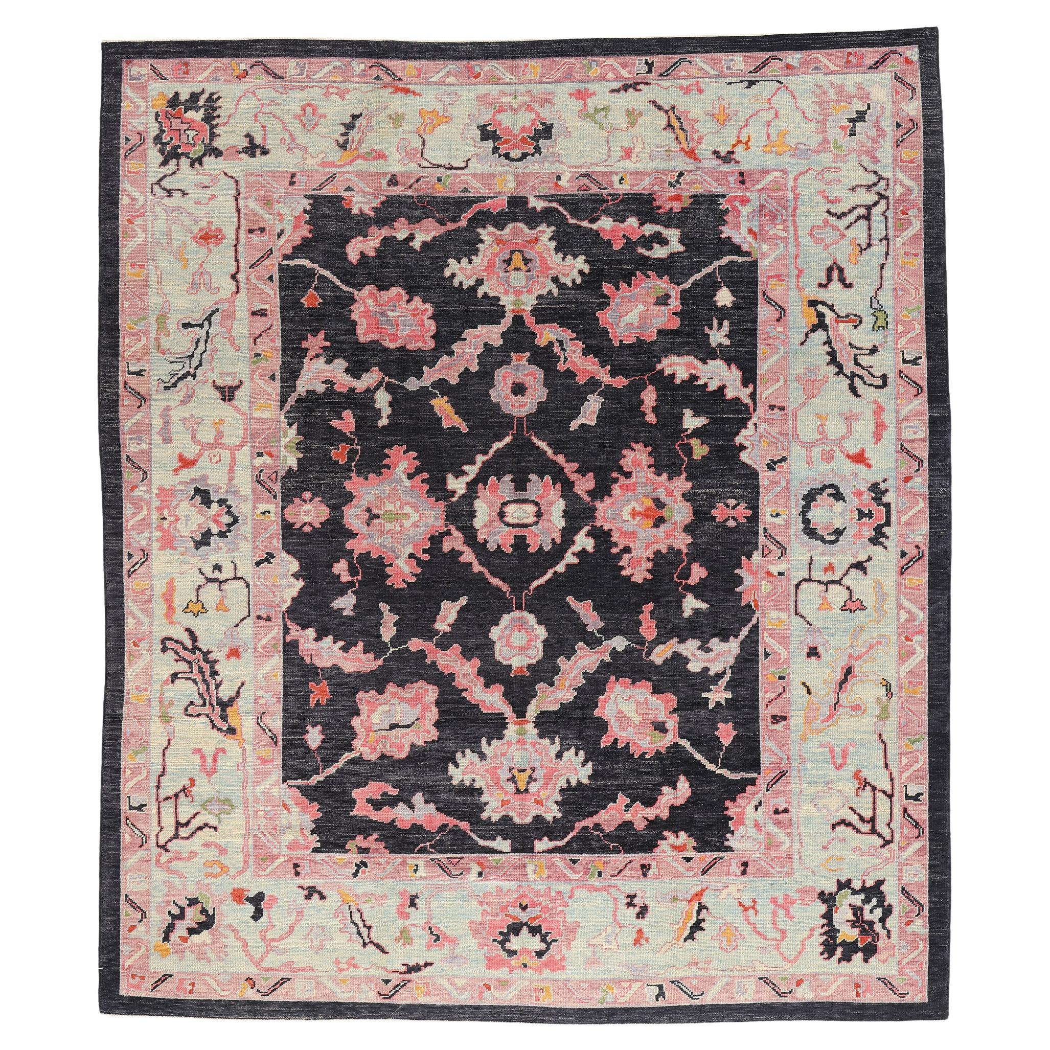 New Contemporary Colorful Turkish Oushak Carpet, 09'07 x 11'01