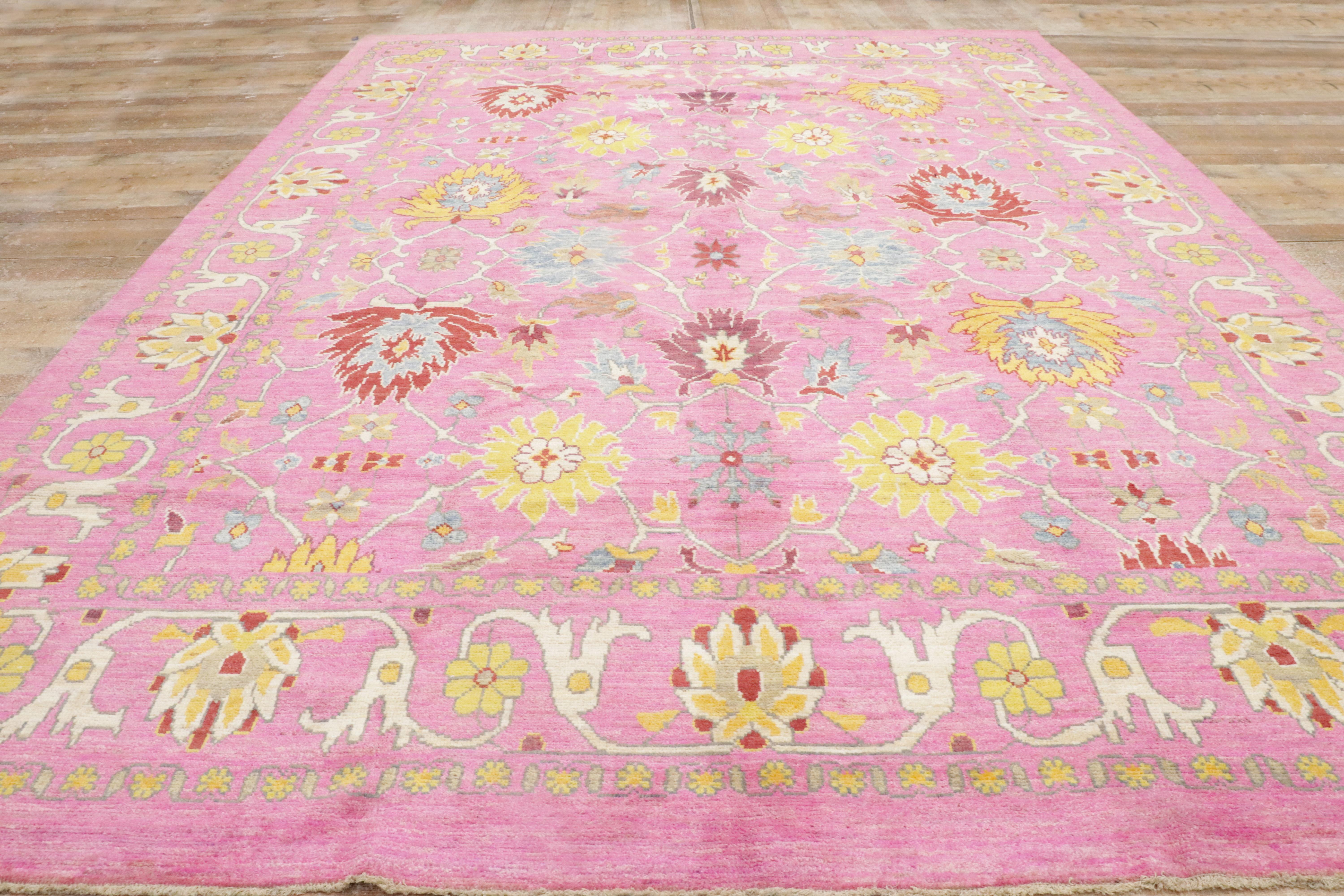 New Contemporary Colorful Turkish Oushak Carpet with Modern Style For Sale 8