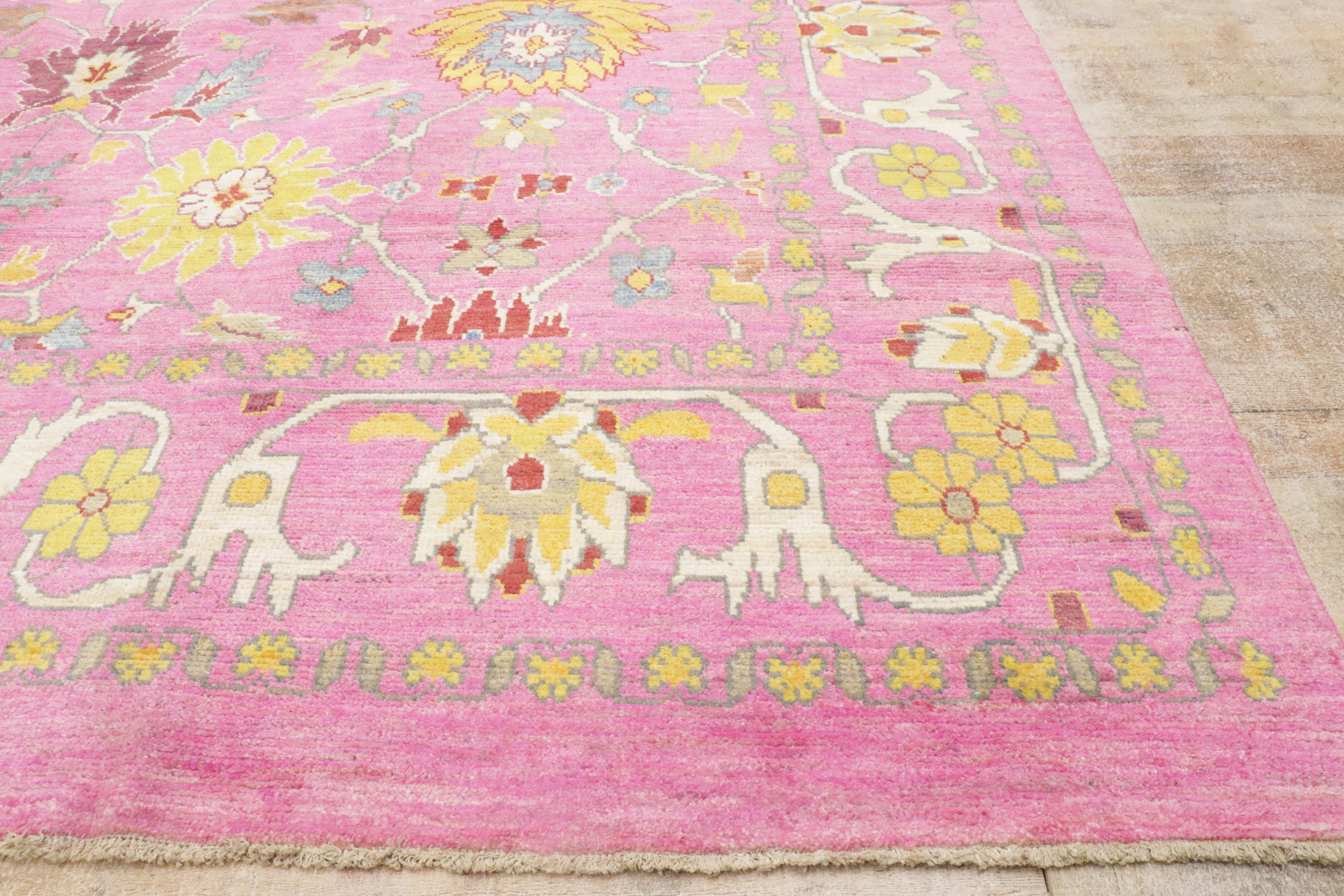 New Contemporary Colorful Turkish Oushak Carpet with Modern Style For Sale 9