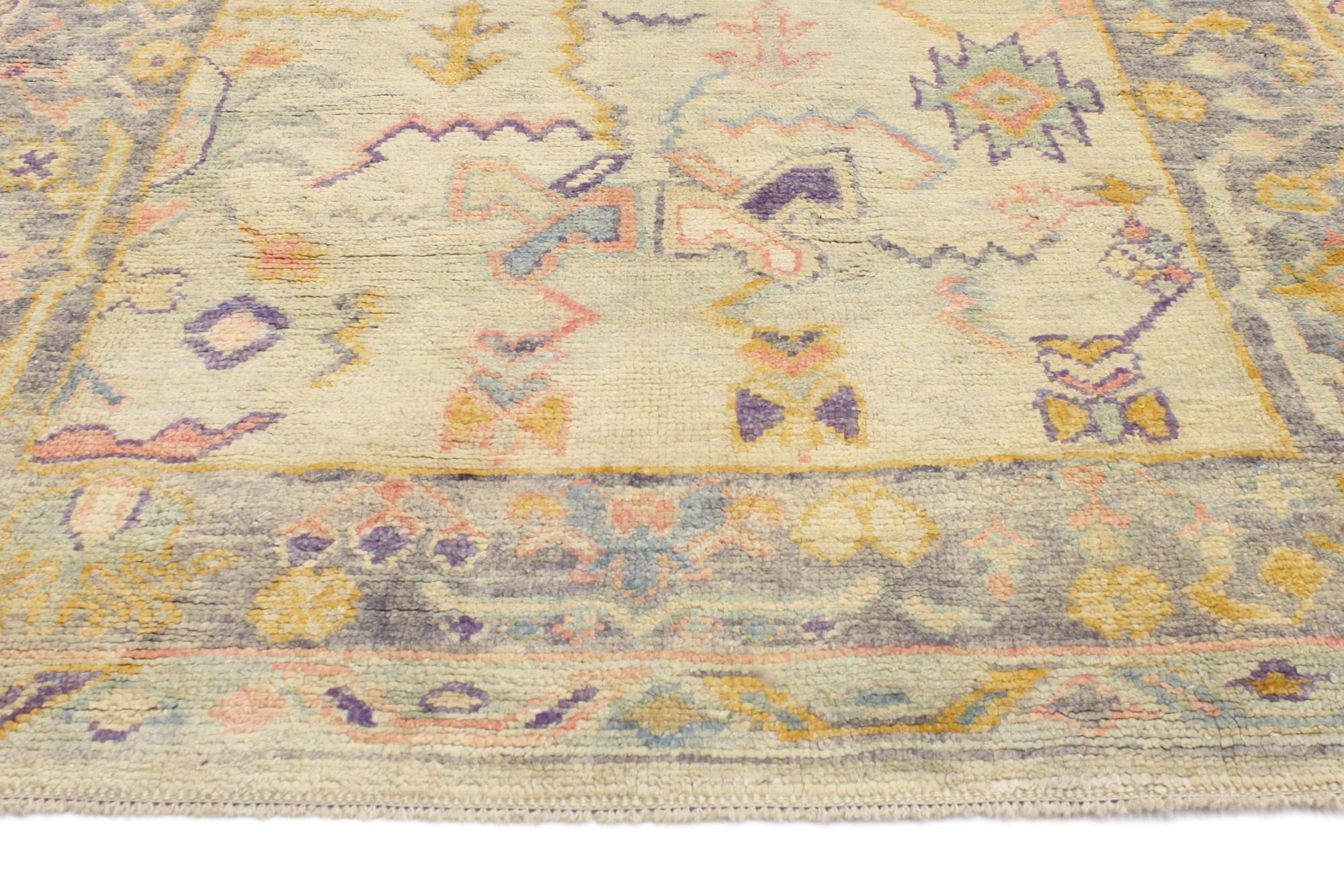 New Contemporary Colorful Turkish Oushak Rug In New Condition For Sale In Dallas, TX
