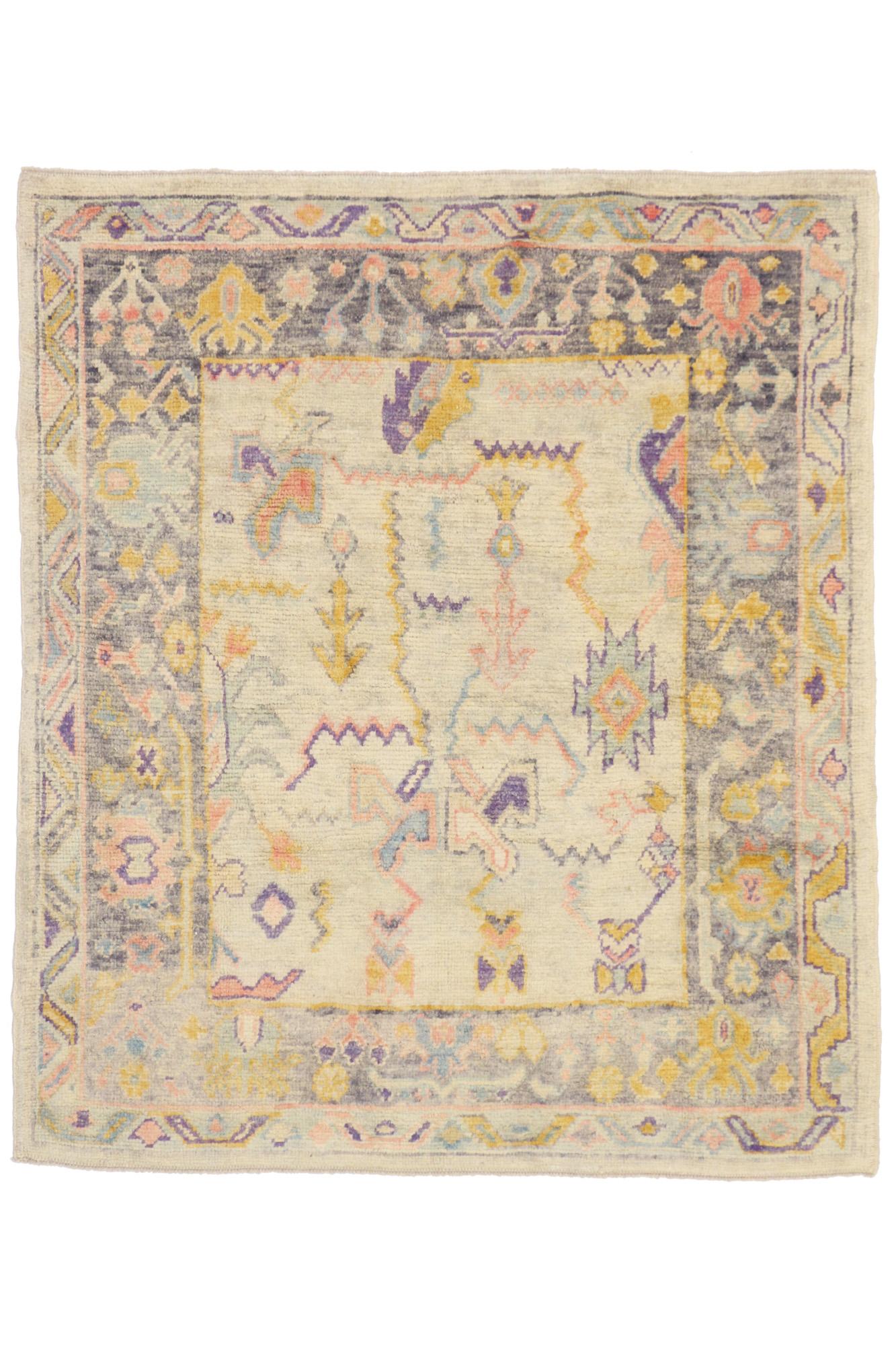 New Contemporary Colorful Turkish Oushak Rug For Sale 1