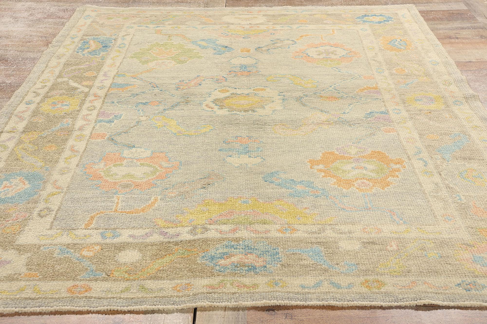 New Contemporary Colorful Turkish Oushak Rug For Sale 1