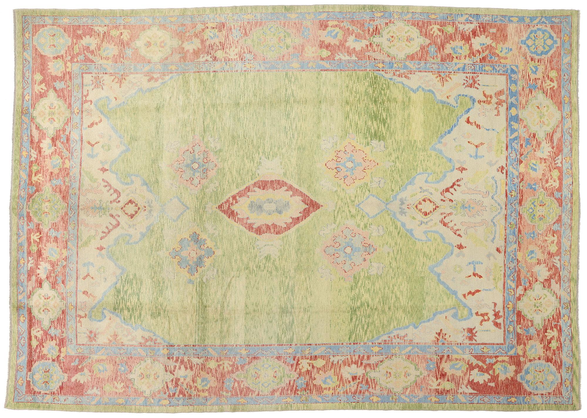 New Contemporary Colorful Turkish Oushak Rug with Aesthetic Movement Style 5