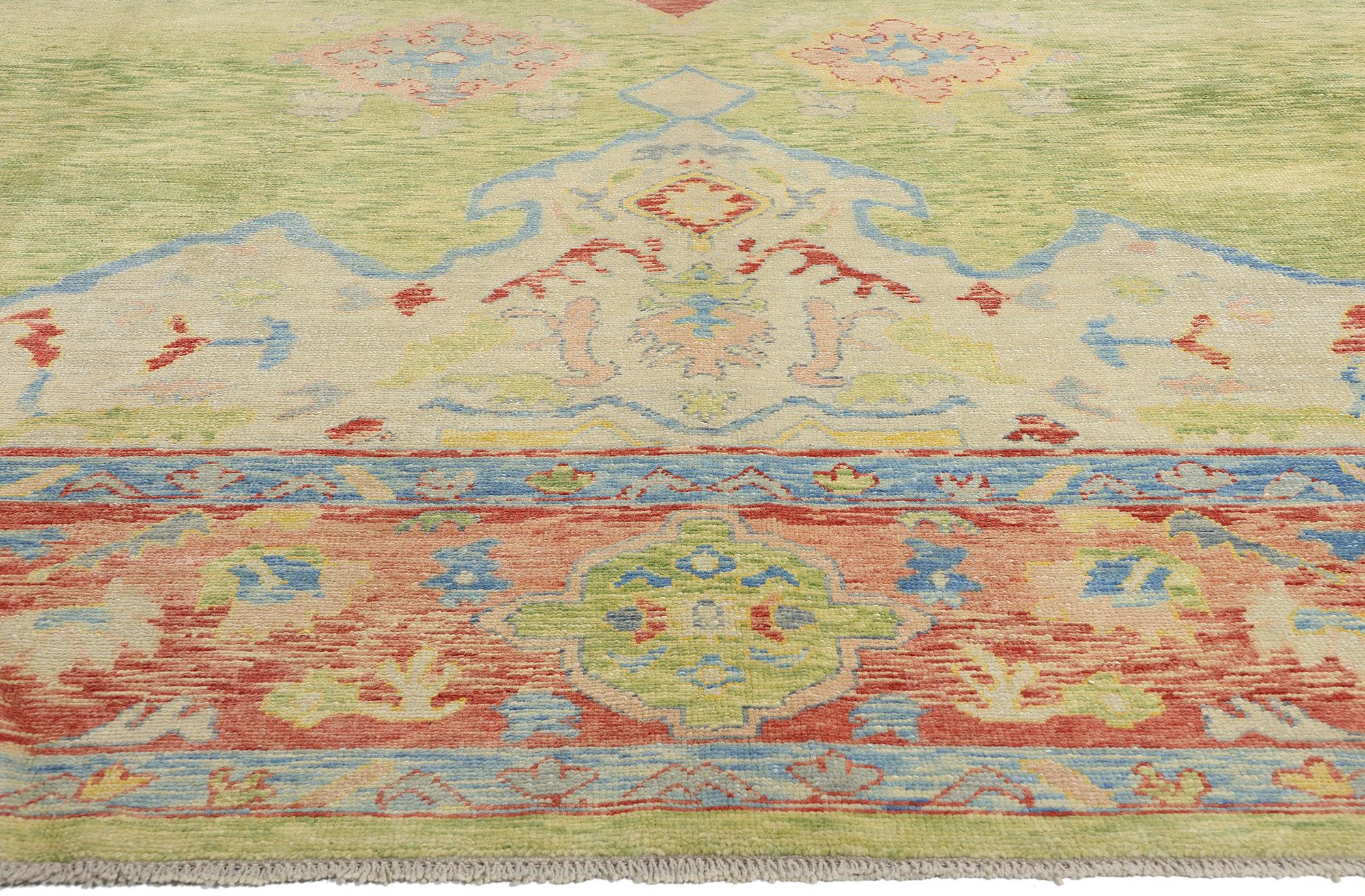 New Contemporary Colorful Turkish Oushak Rug with Aesthetic Movement Style In New Condition In Dallas, TX