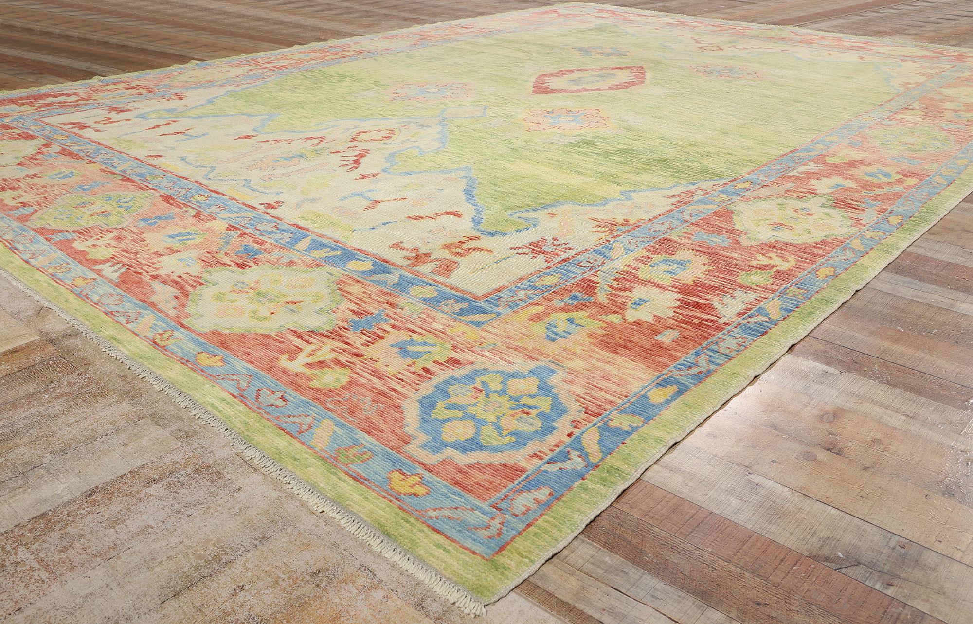 New Contemporary Colorful Turkish Oushak Rug with Aesthetic Movement Style 2