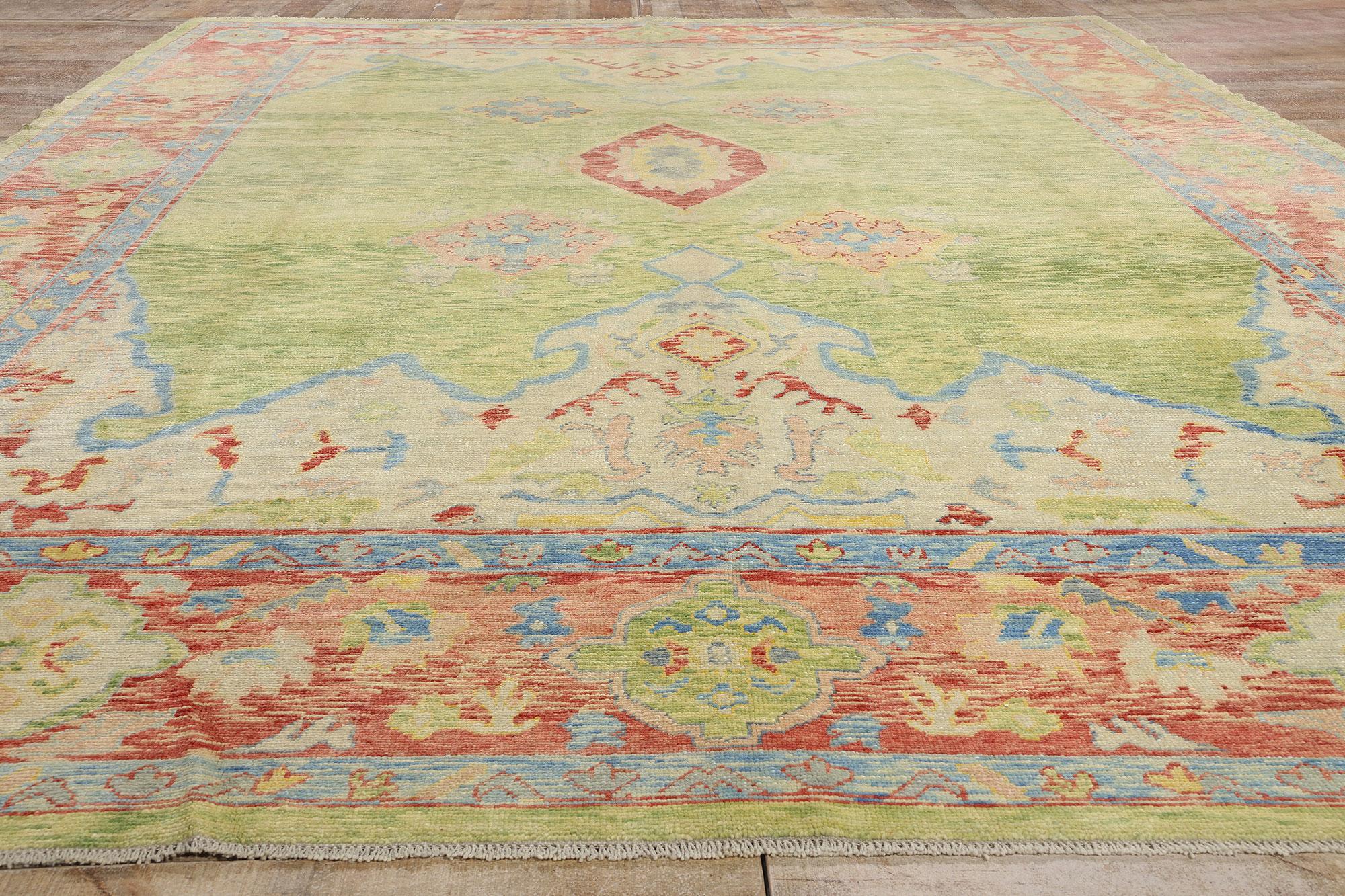 New Contemporary Colorful Turkish Oushak Rug with Aesthetic Movement Style 3
