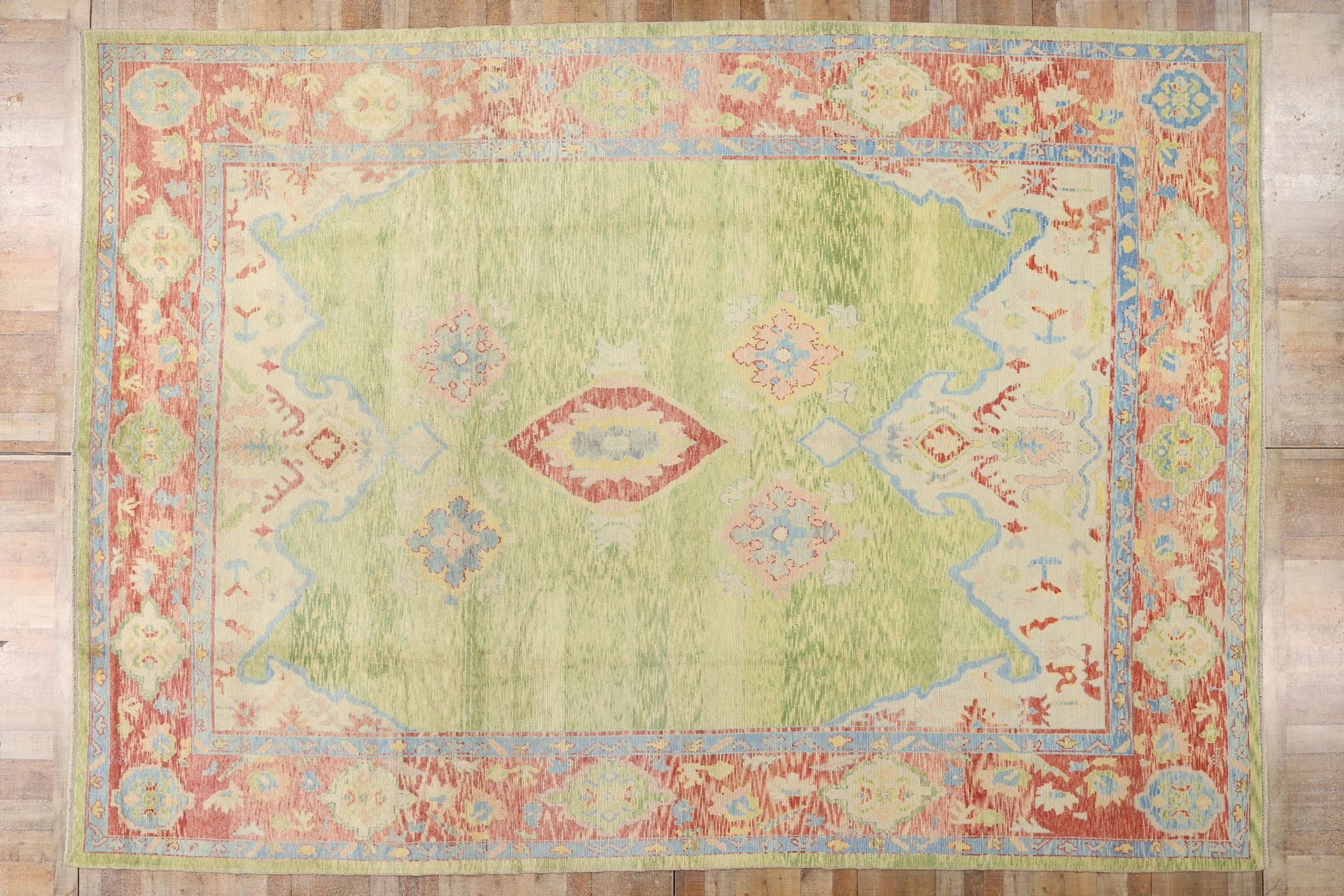 New Contemporary Colorful Turkish Oushak Rug with Aesthetic Movement Style 4