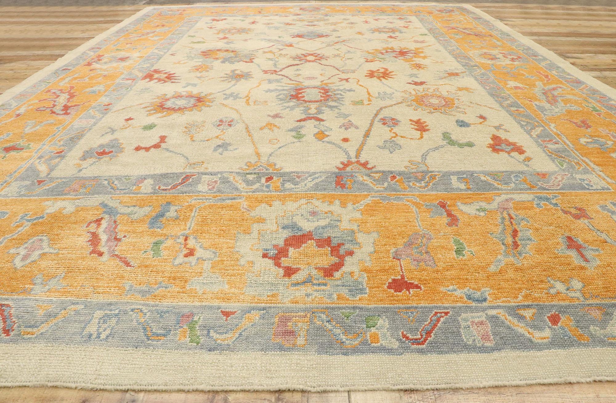 New Contemporary Colorful Turkish Oushak Rug with Tribal Boho Chic Style For Sale 2
