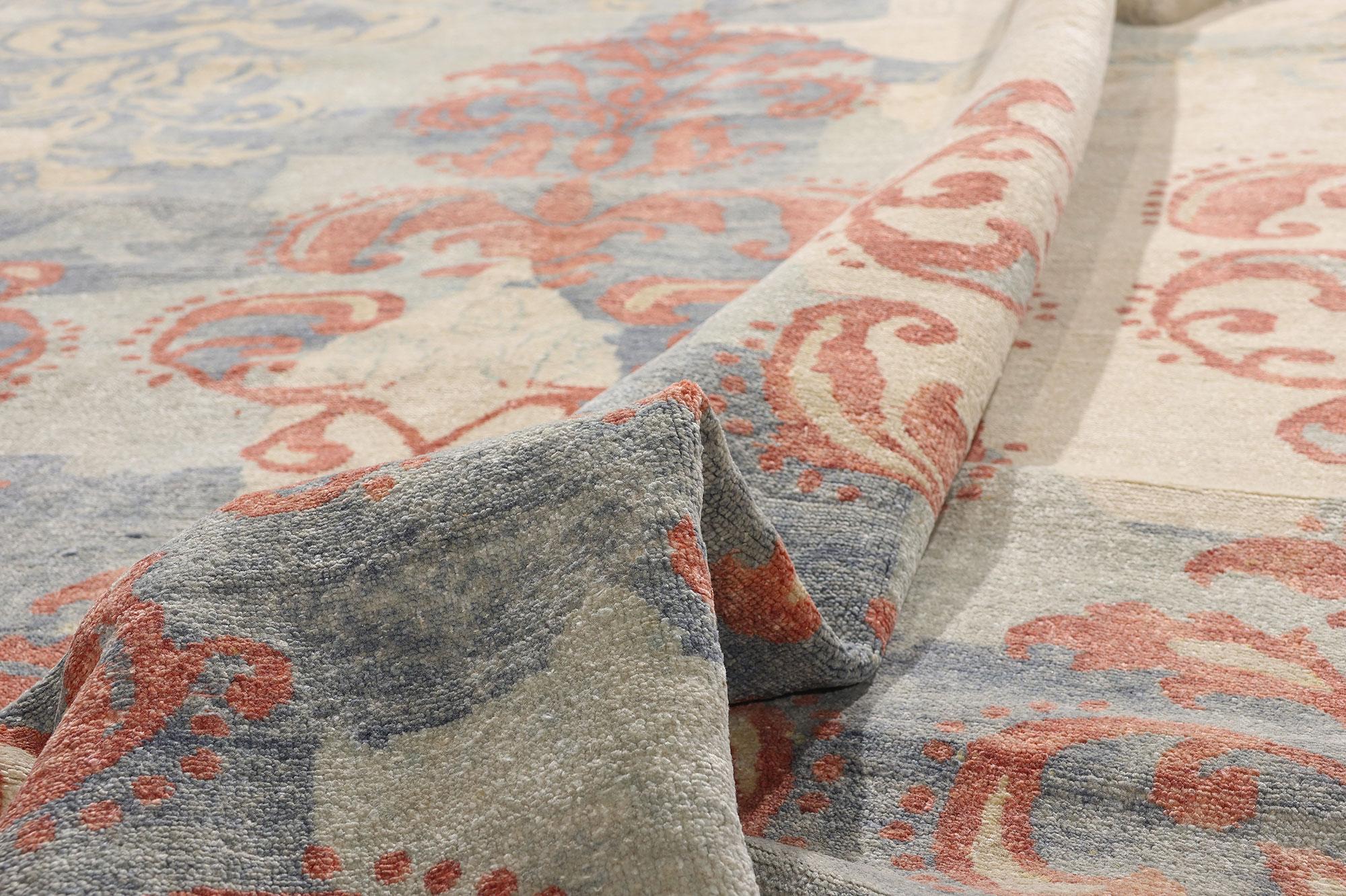 Hand-Knotted New Contemporary Damask Carpet  with Expressionist Style For Sale