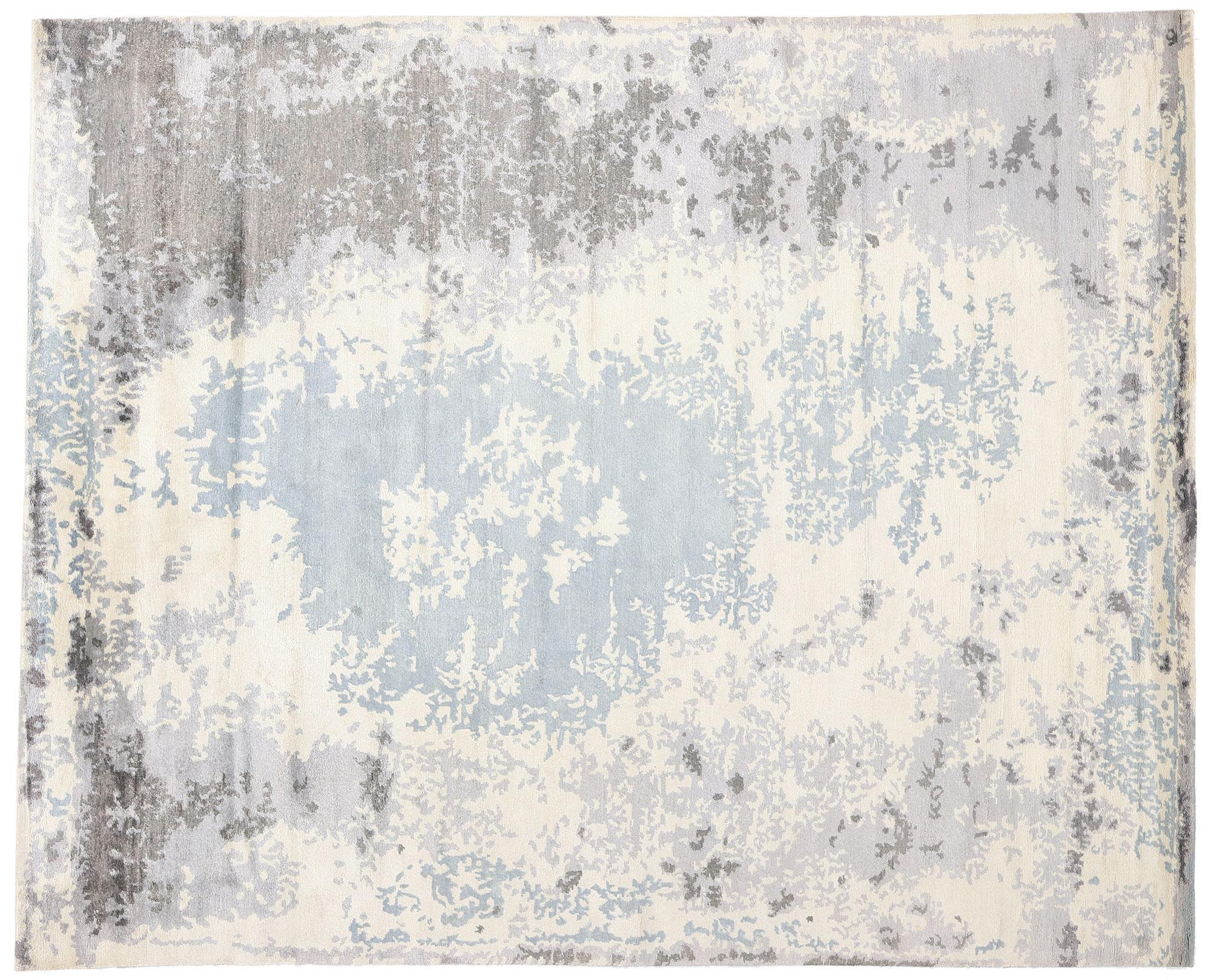 New Contemporary Damask Silk Area Rug with Victorian Elegance For Sale 4