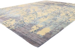New Contemporary Damask Silk Area Rug with Victorian Elegance