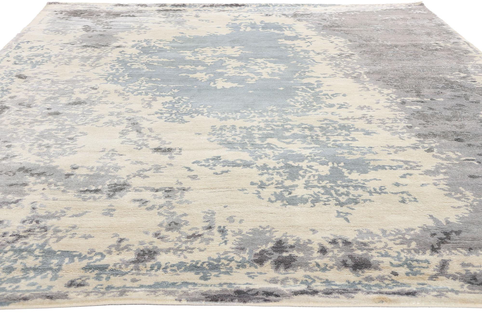 Modern New Contemporary Damask Silk Area Rug with Victorian Elegance For Sale