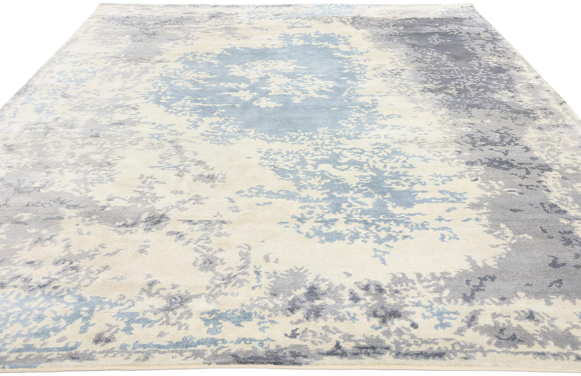 Modern New Contemporary Damask Silk Area Rug with Victorian Elegance For Sale