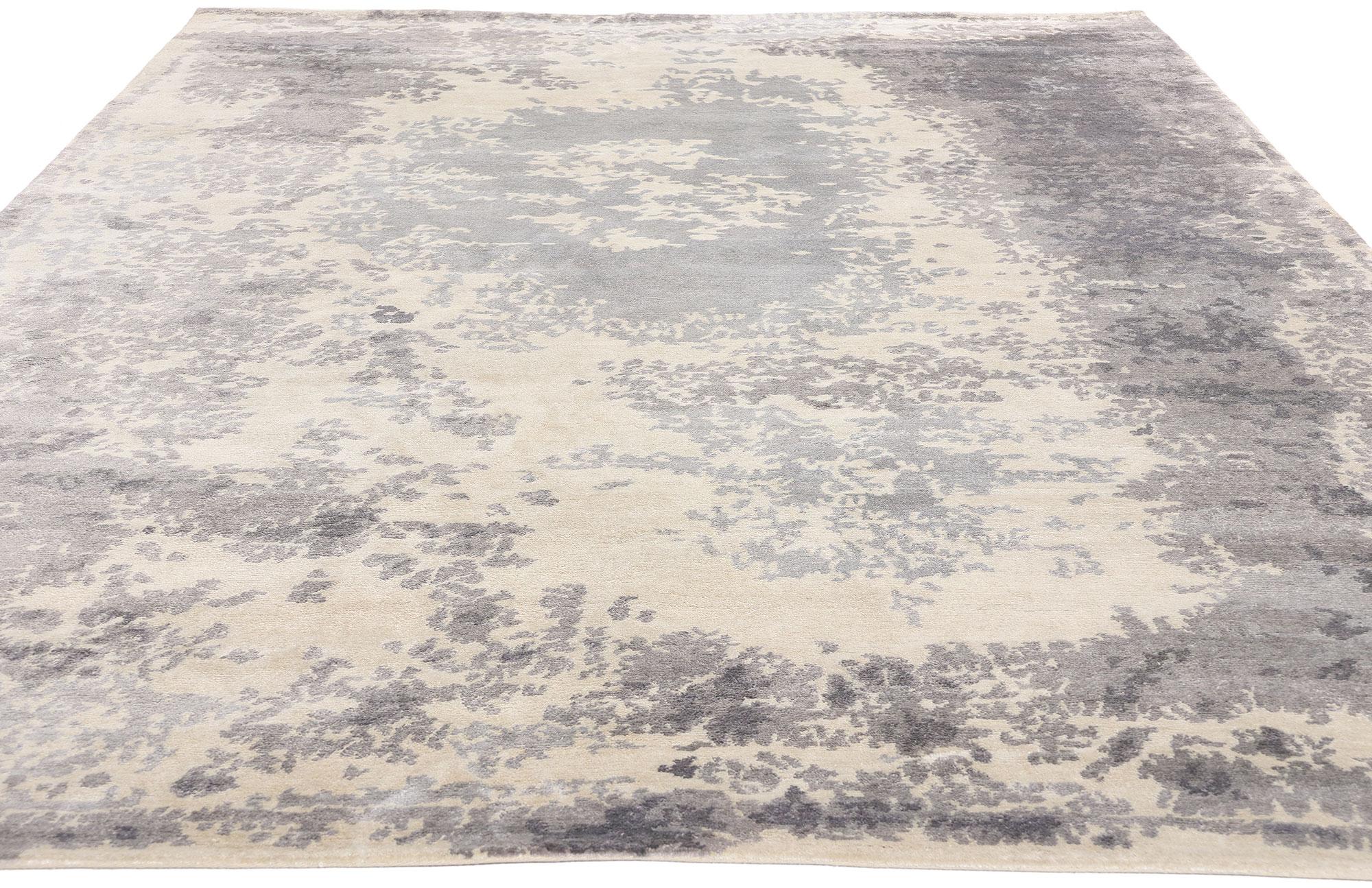 Modern New Contemporary Damask Silk Area Rug with Victorian Elegance For Sale