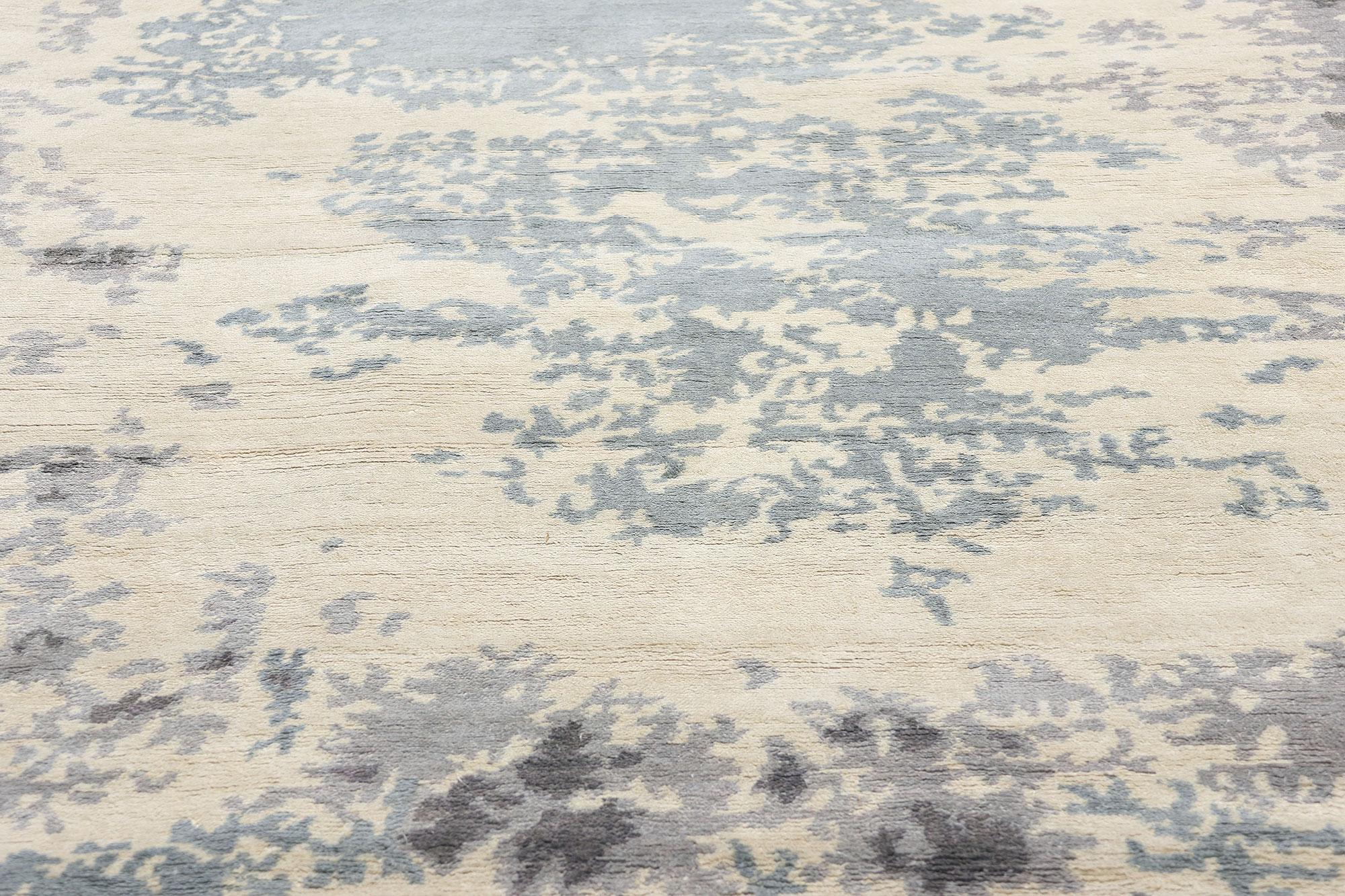 Hand-Knotted New Contemporary Damask Silk Area Rug with Victorian Elegance For Sale