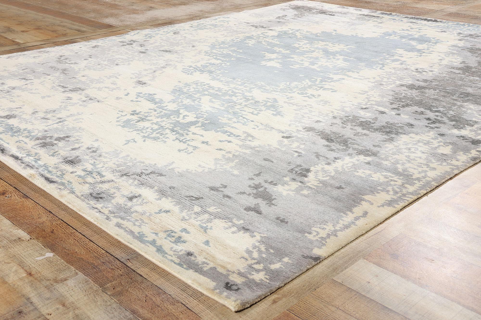 New Contemporary Damask Silk Area Rug with Victorian Elegance For Sale 1