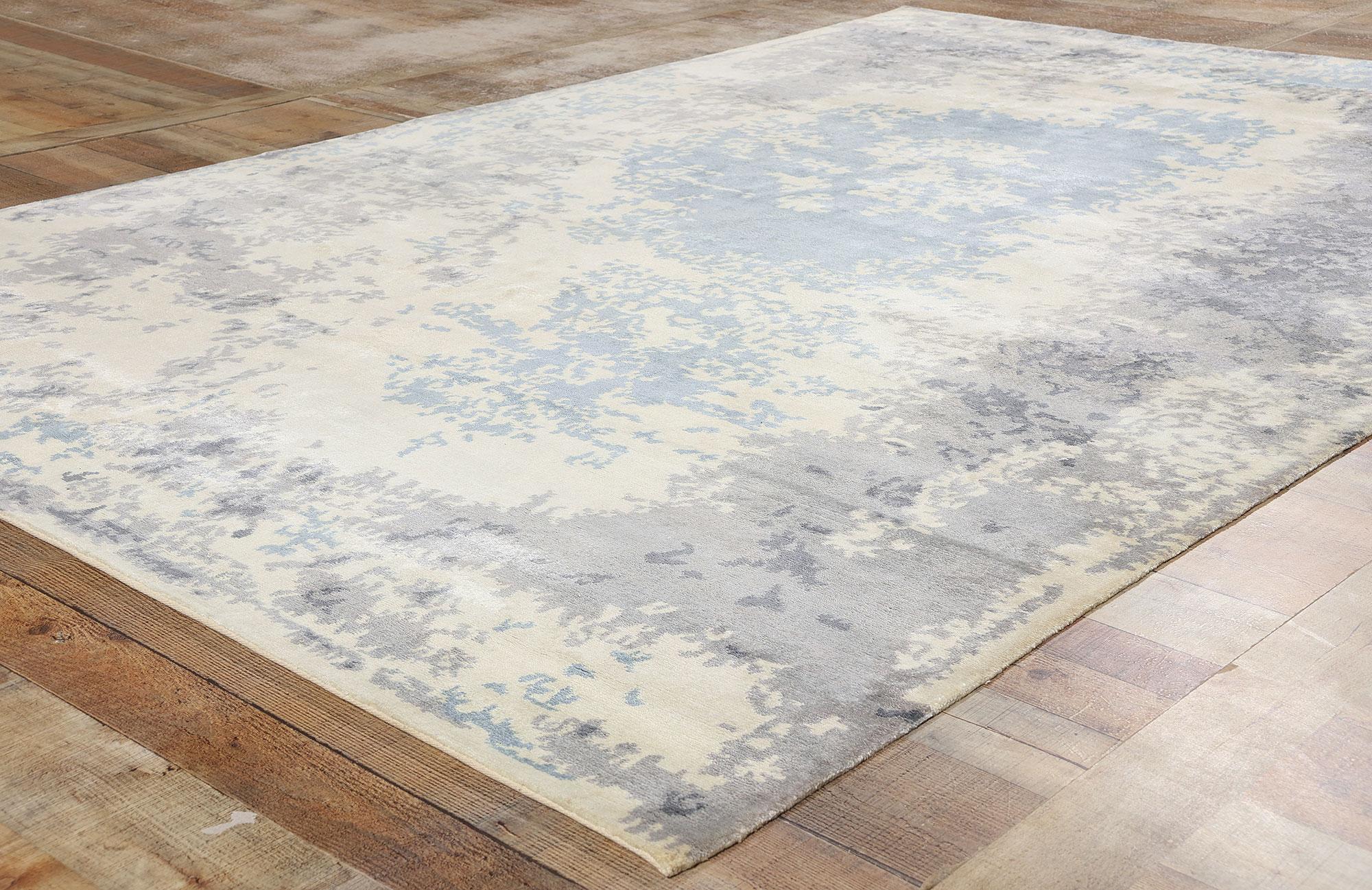 New Contemporary Damask Silk Area Rug with Victorian Elegance For Sale 1
