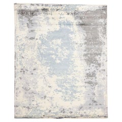 New Contemporary Damask Silk Area Rug with Victorian Elegance