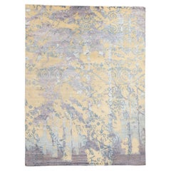 New Contemporary Damask Silk Area Rug with Victorian Elegance
