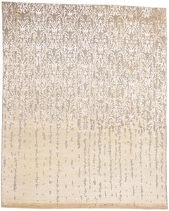 New Contemporary Damast Seidenteppich mit viktorianischer Eleganz