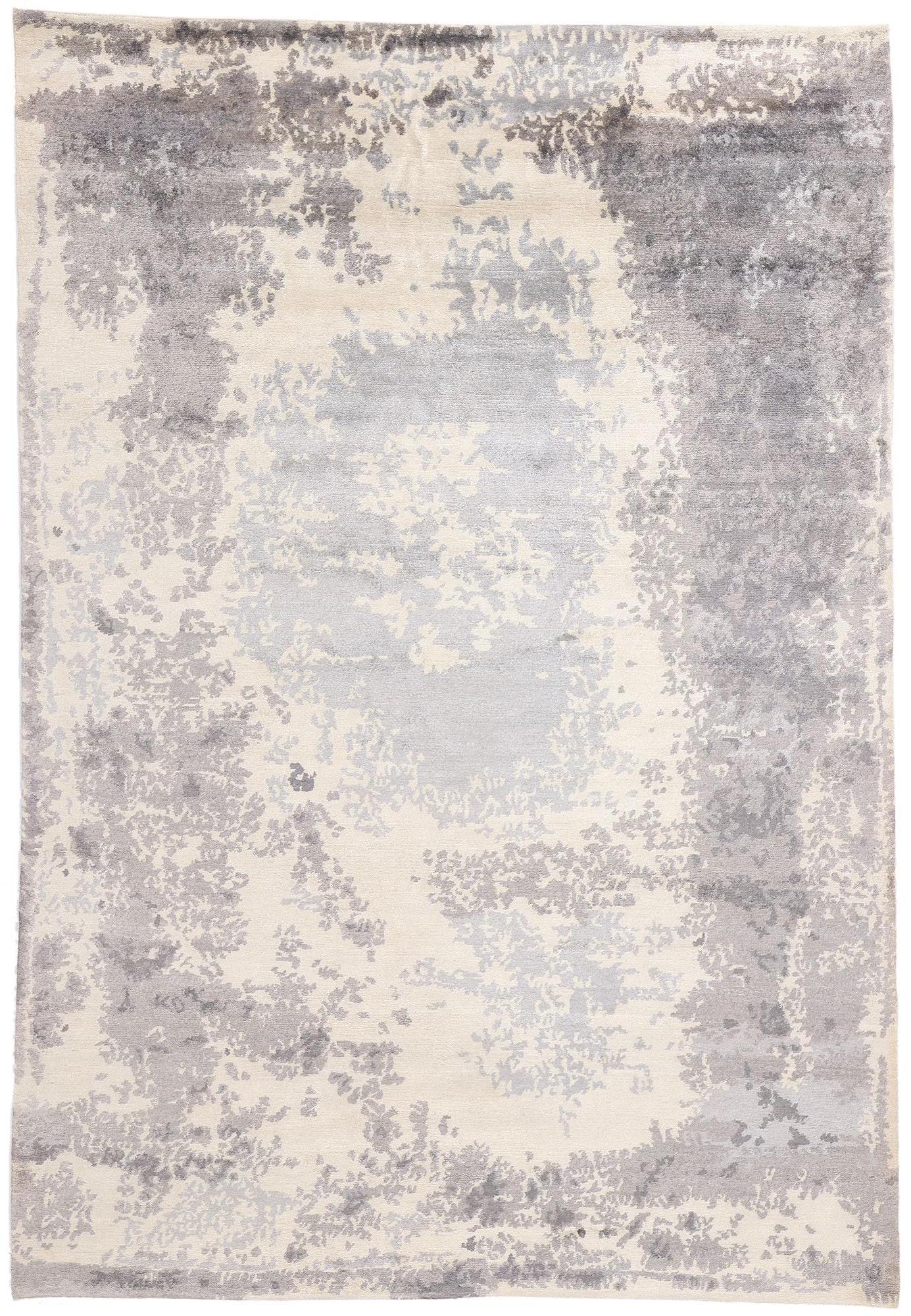New Contemporary Damask Silk Area Rug with Victorian Elegance
