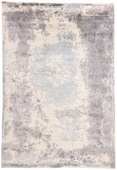 New Contemporary Damast Silk Area Rug mit viktorianischer Eleganz