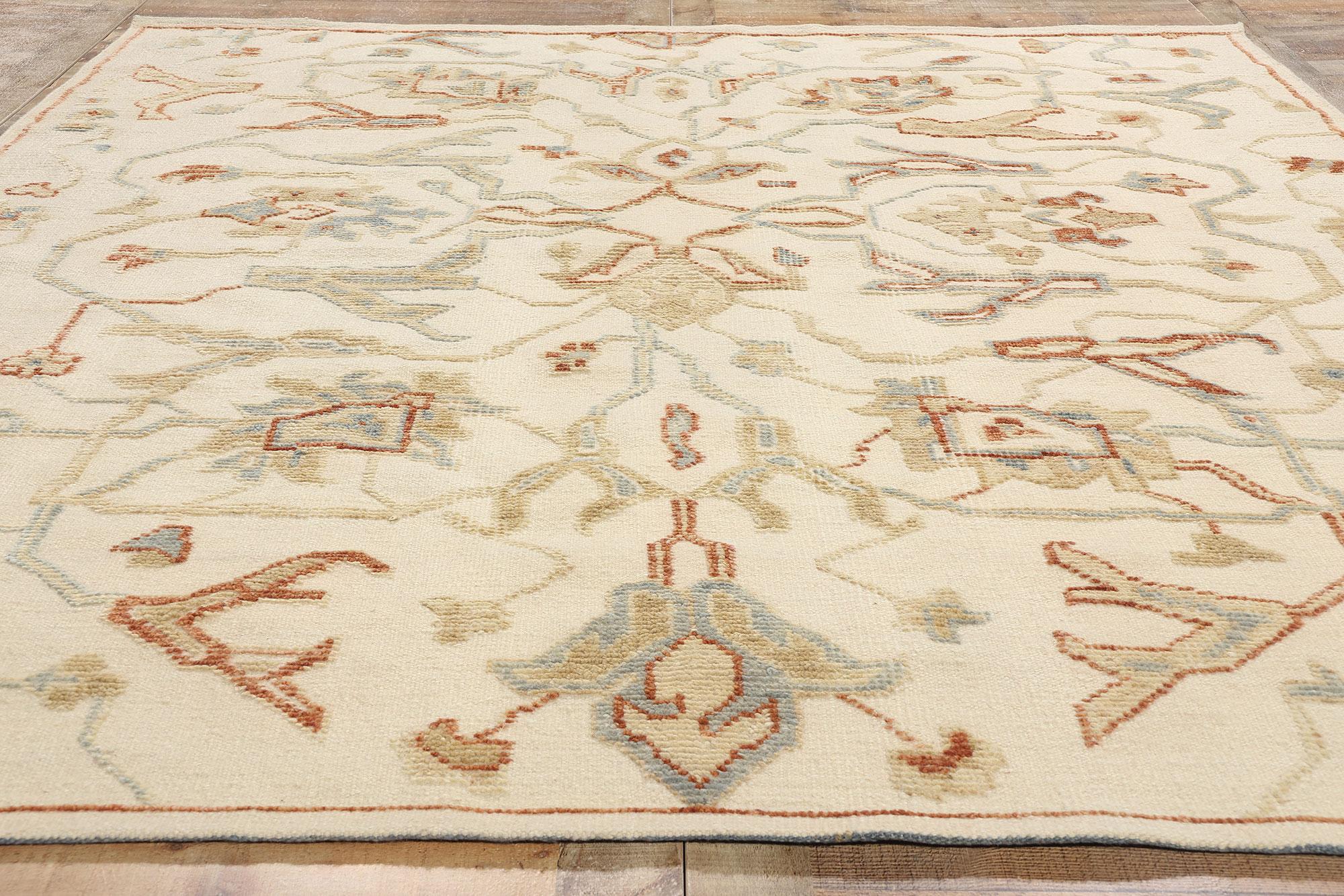 New Contemporary Desert Sands Oushak Teppich mit Hoch- und Niedrigflor, 08'00 x 09'08 im Angebot 1