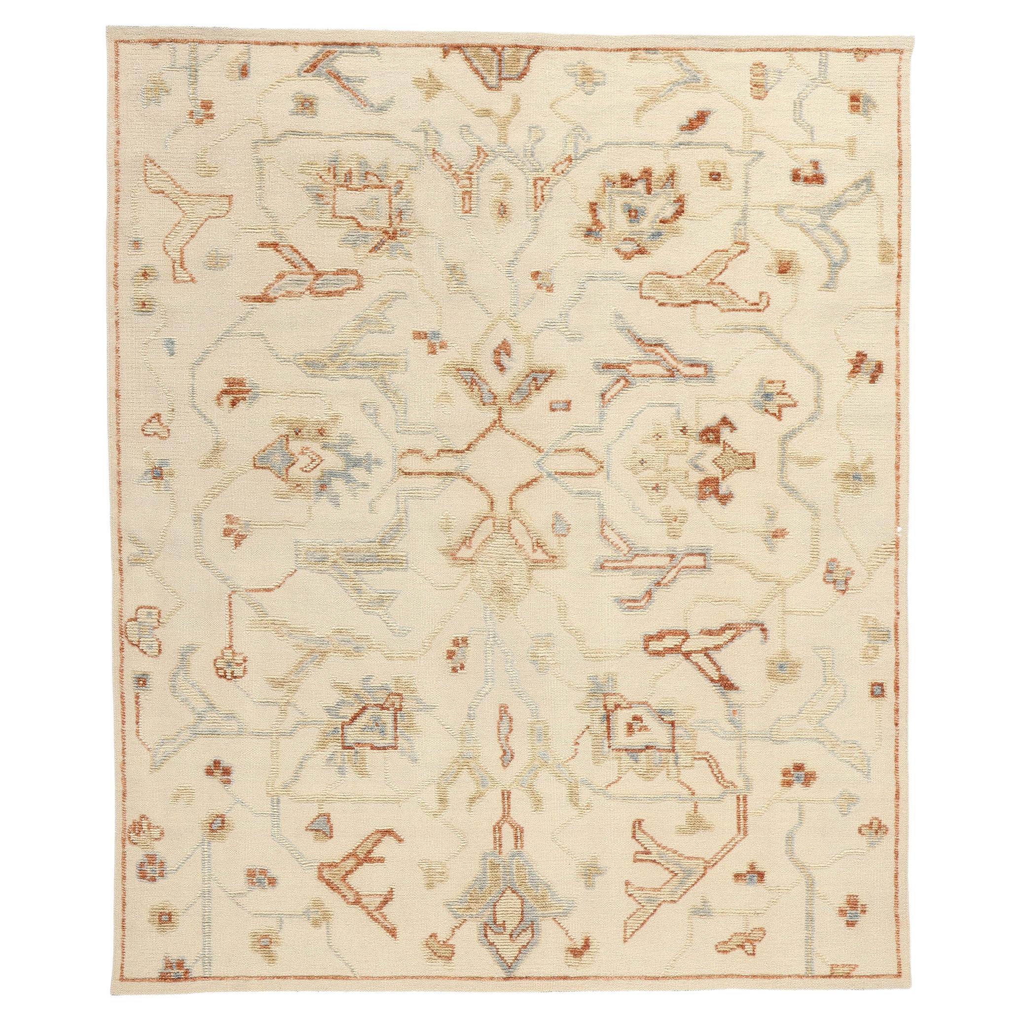 New Contemporary Desert Sands Oushak Teppich mit Hoch- und Niedrigflor, 08'00 x 09'08 im Angebot