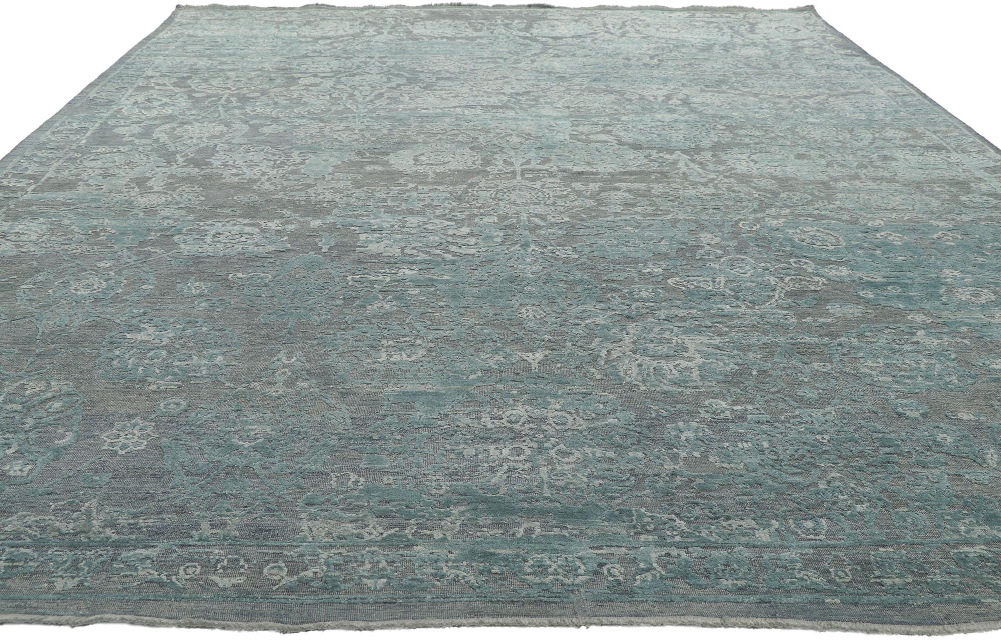 Modern New Contemporary Distressed High-Low Textured Rug For Sale