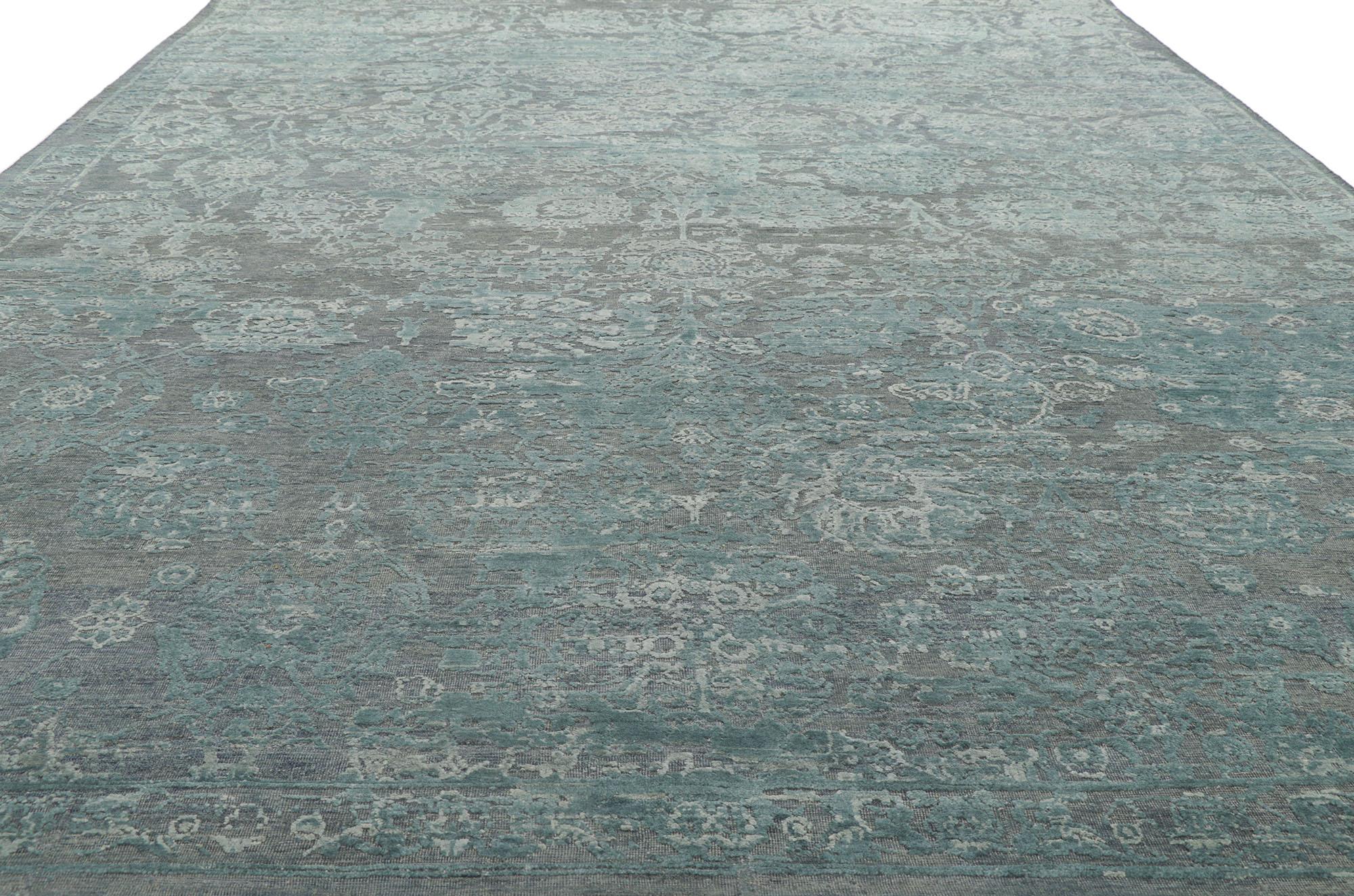 Indian New Contemporary Distressed High-Low Textured Rug For Sale