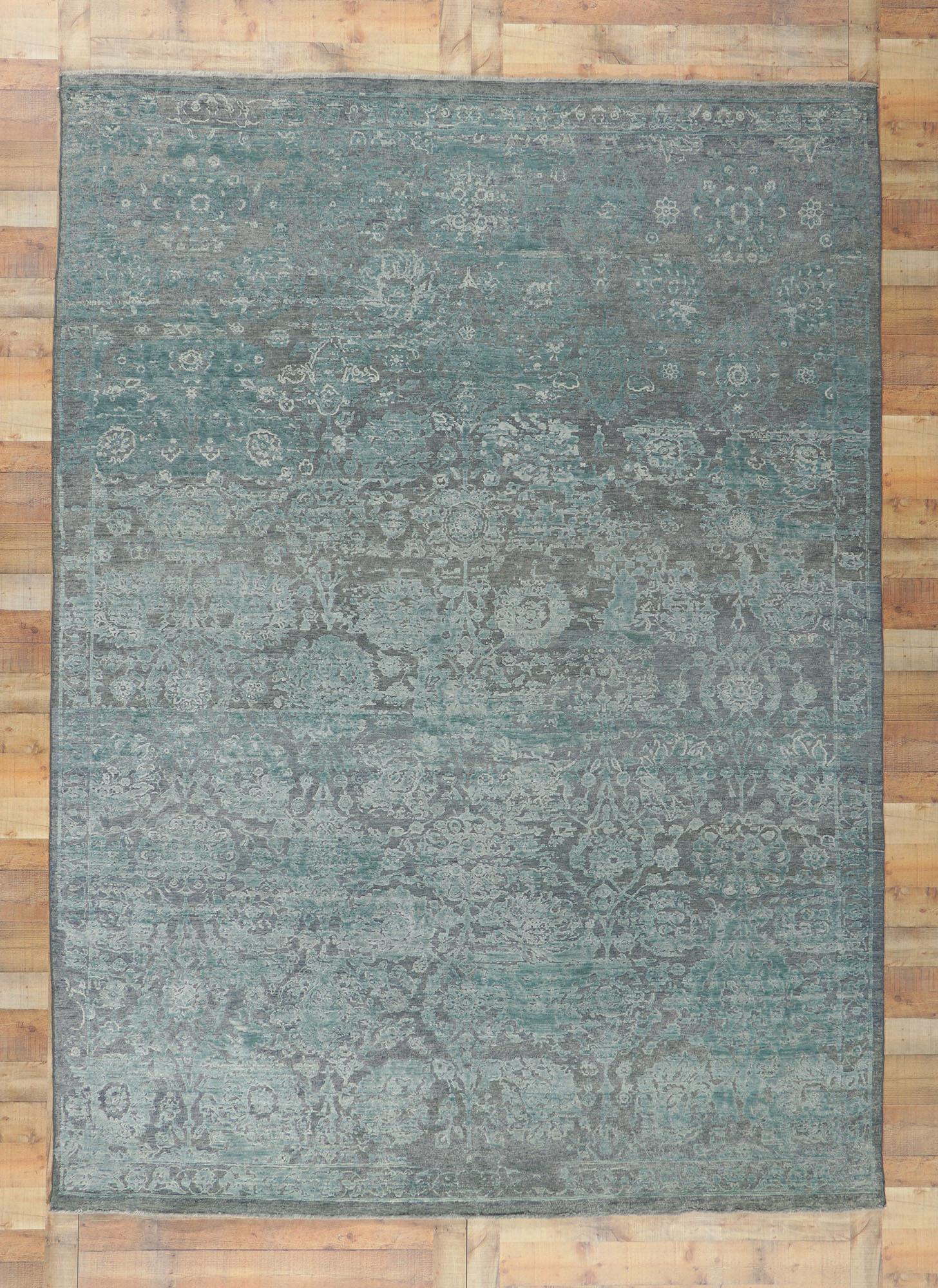 New Contemporary Distressed High-Low Textured Rug In New Condition For Sale In Dallas, TX