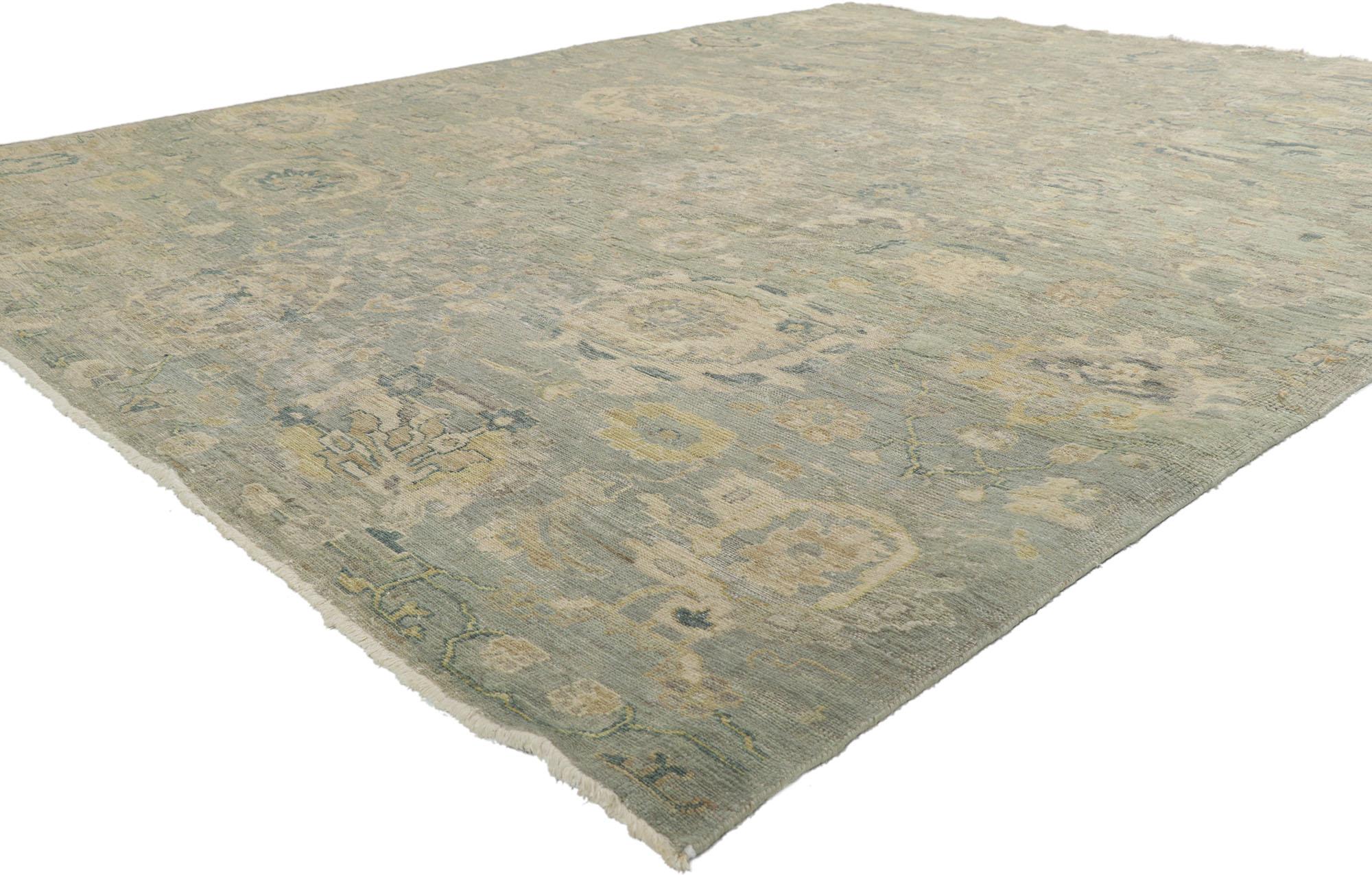 30725 New Contemporary Distressed rug, 07'10 x 09'07. With its neutral colors and weathered beauty combined with nostalgic charm, this new contemporary distressed rug creates an inimitable warmth and calming ambiance. The geometric pattern and