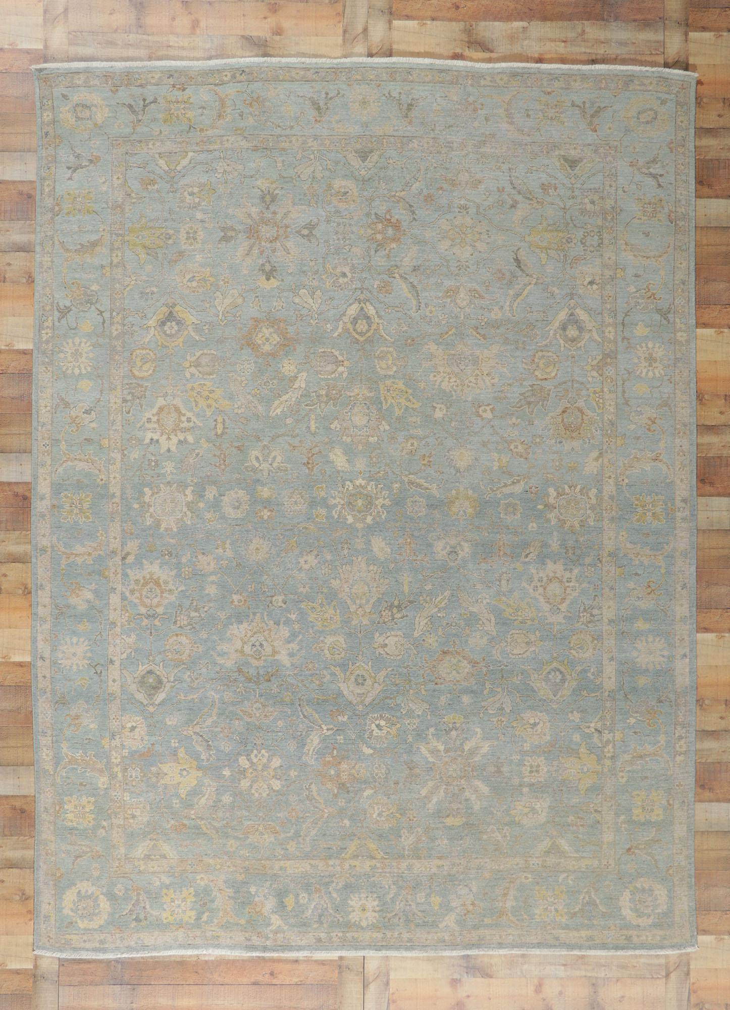 Contemporary Soft Blue Oushak Rug In New Condition For Sale In Dallas, TX