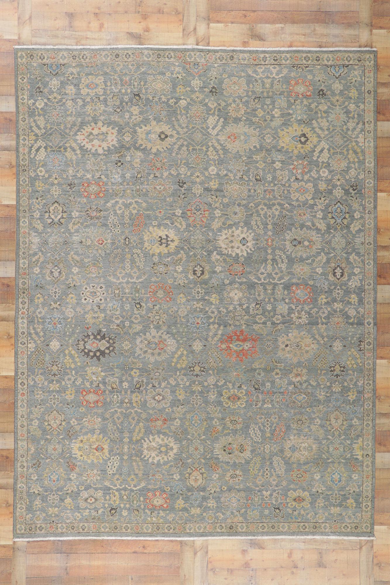 Wool New Contemporary Distressed Rug with Modern Vintage Style For Sale