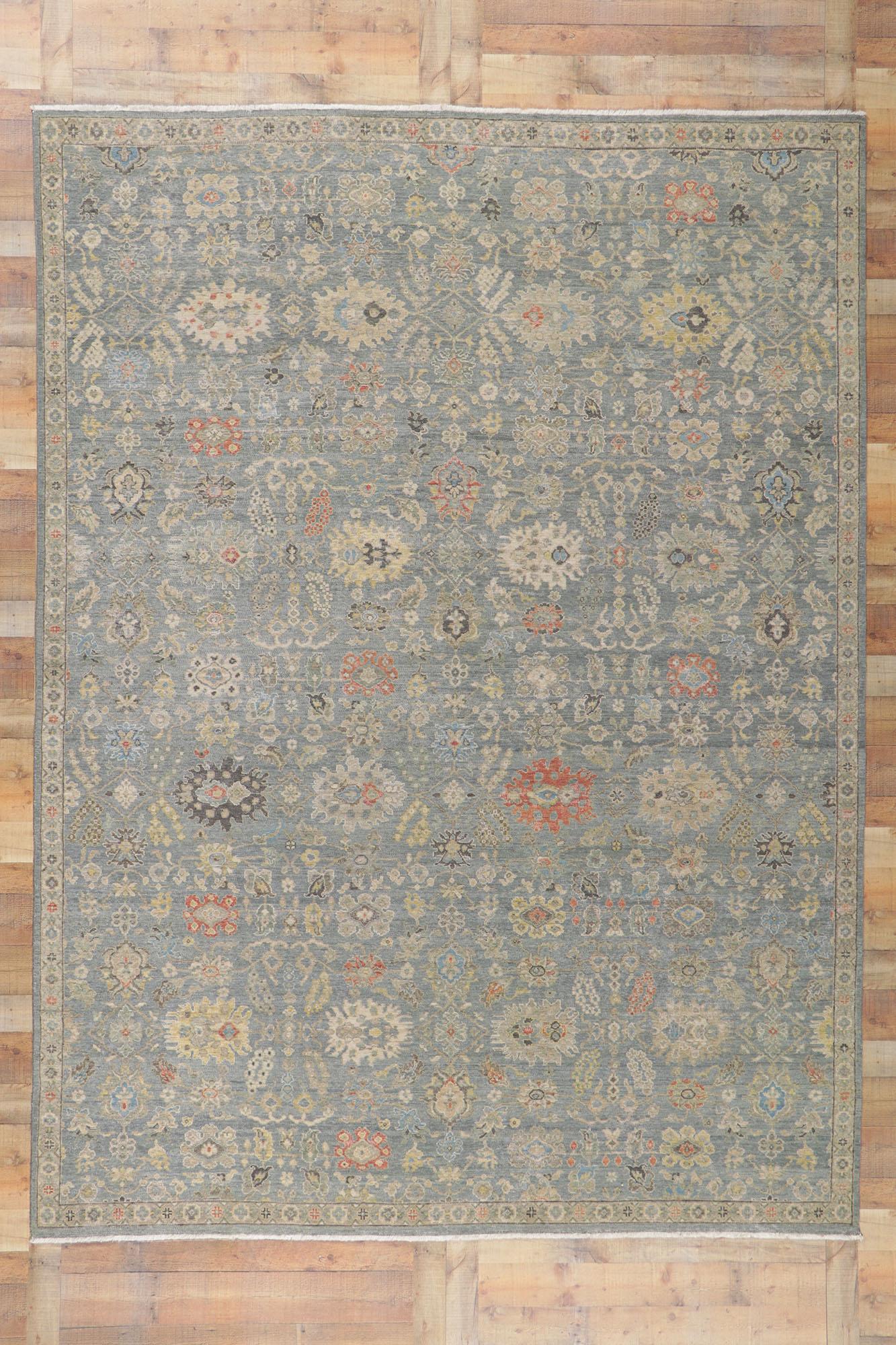 Wool New Contemporary Distressed Carpet with Modern Vintage Style