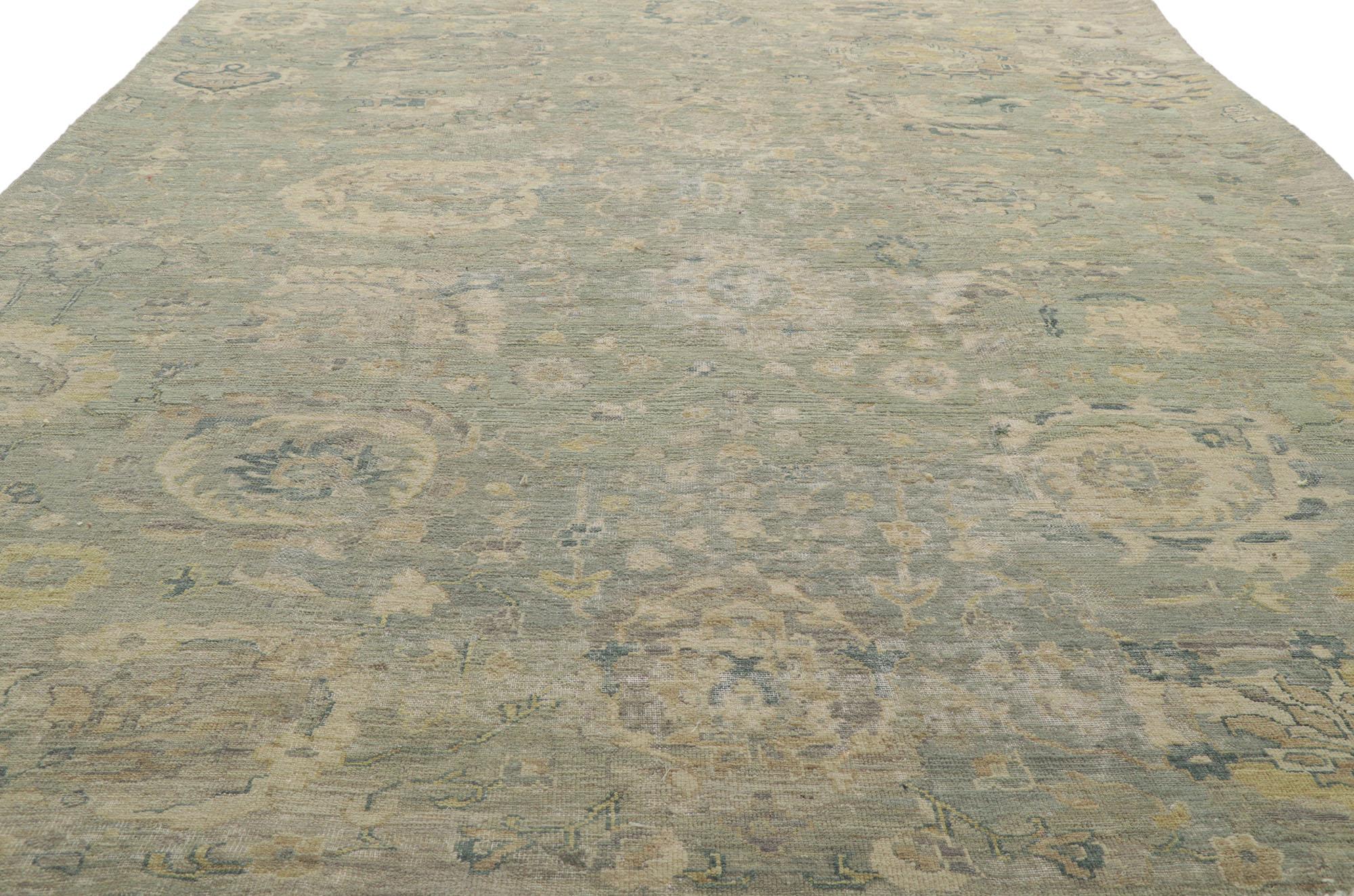 Wool New Contemporary Distressed Rug with Modern Vintage Style For Sale
