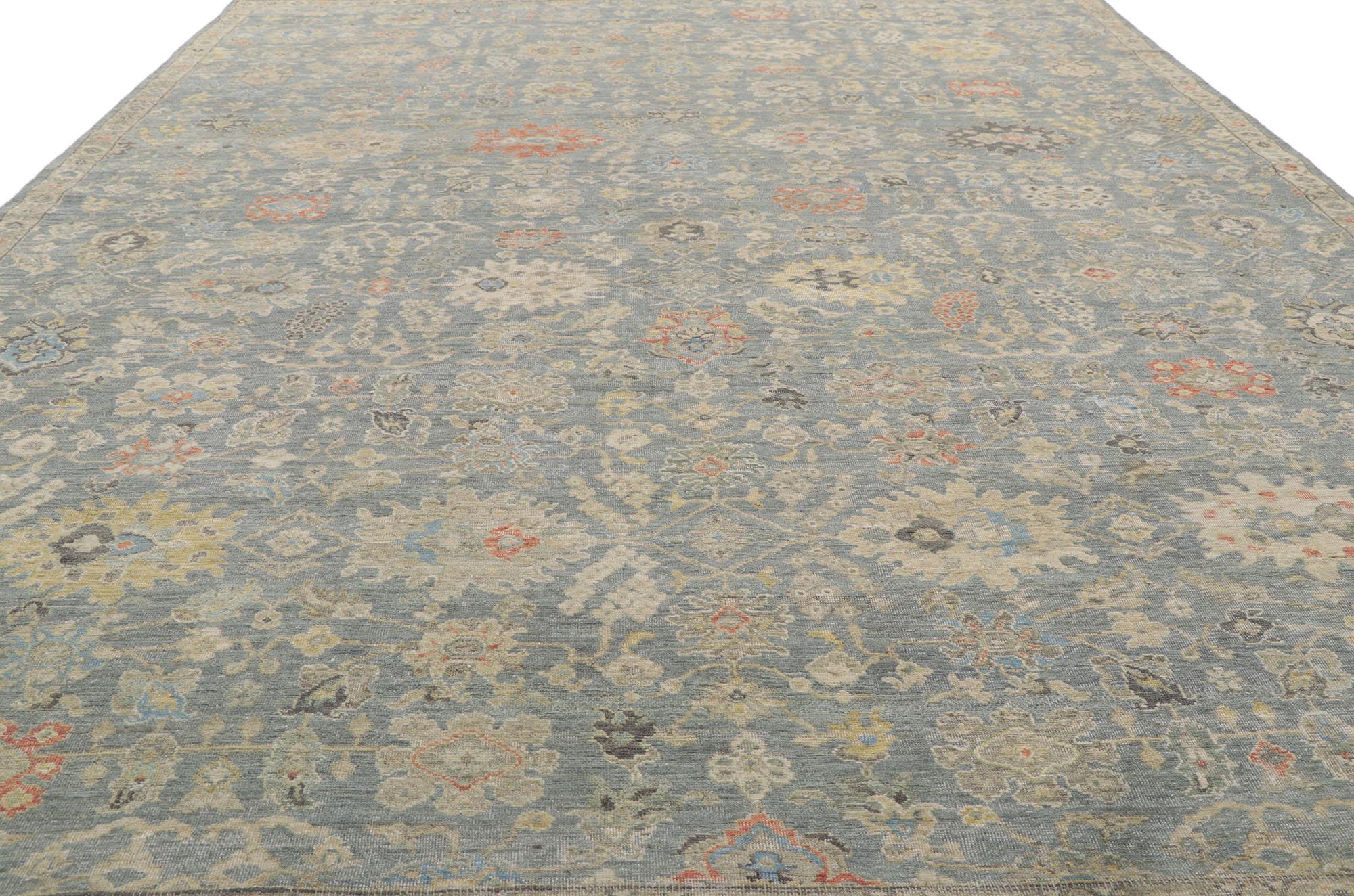 Hand-Knotted New Contemporary Distressed Carpet with Modern Vintage Style