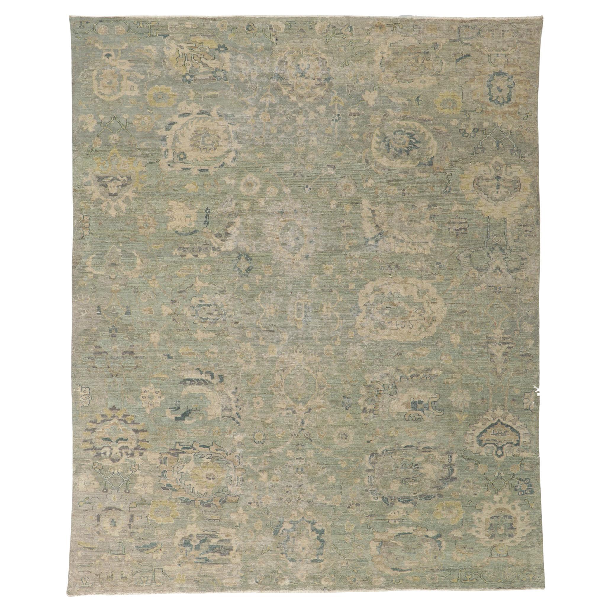 New Contemporary Distressed Rug with Modern Vintage Style For Sale