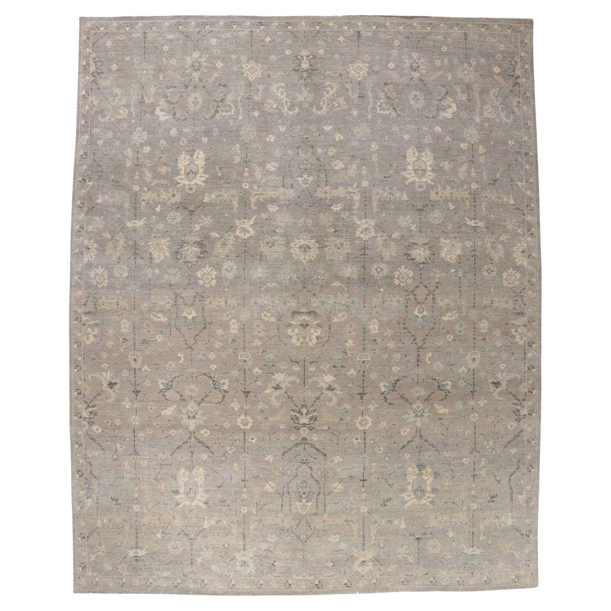 New Contemporary Distressed Rug with Modern Vintage Style For Sale