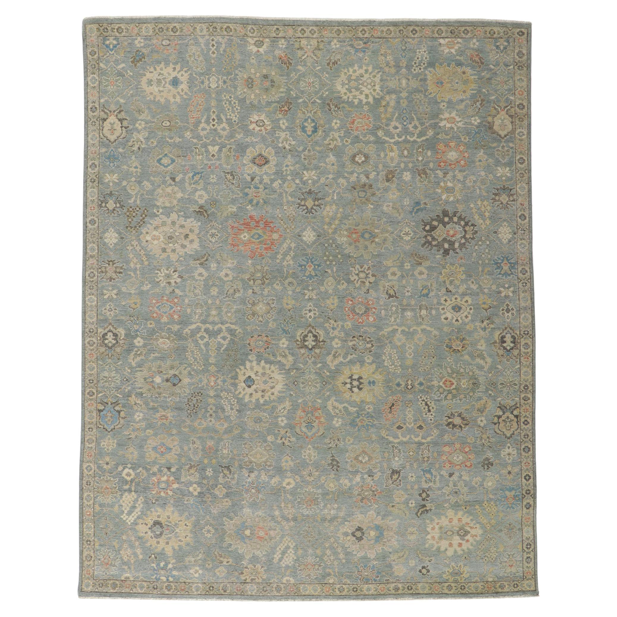 New Contemporary Distressed Rug with Modern Vintage Style For Sale at