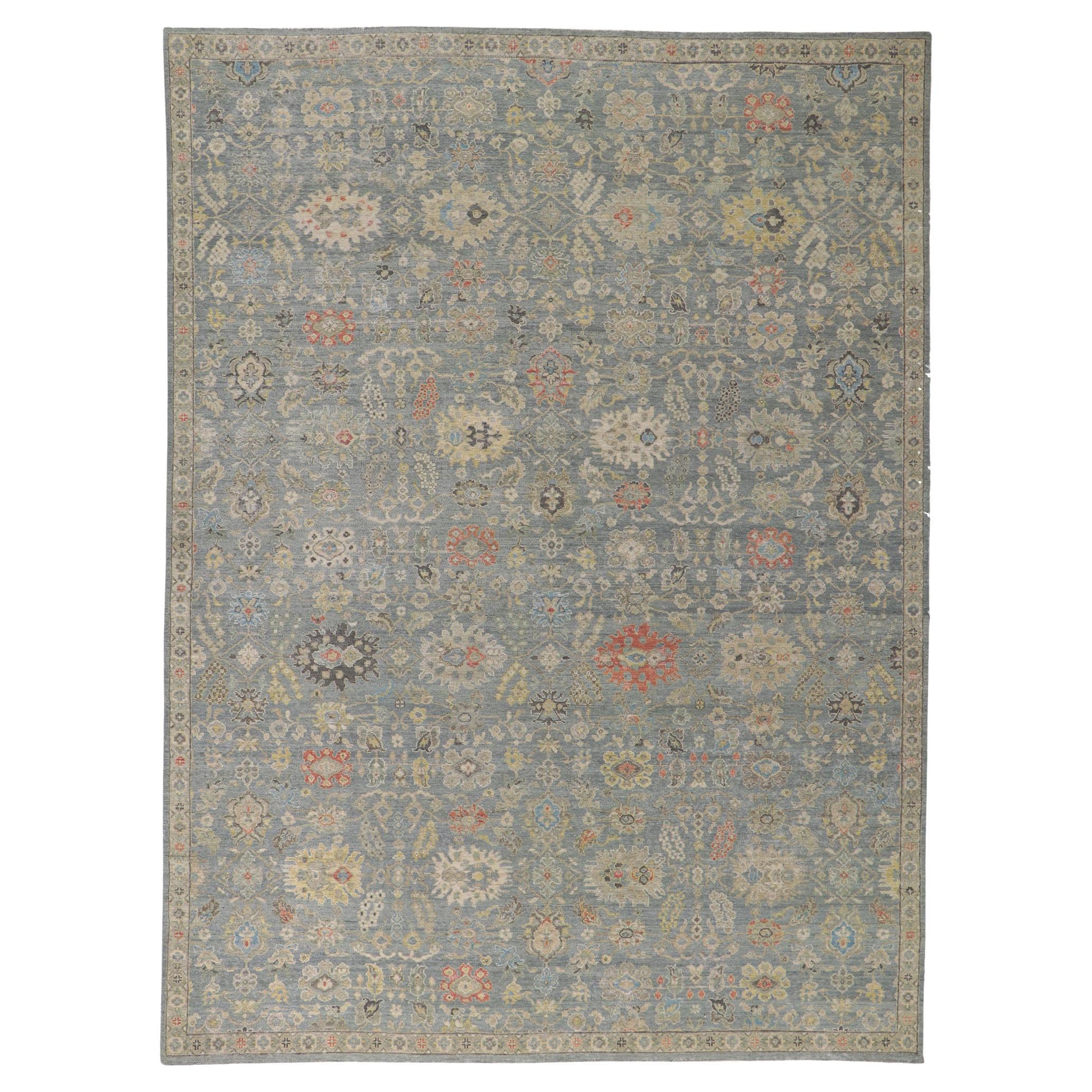 New Contemporary Distressed Rug with Modern Vintage Style For Sale