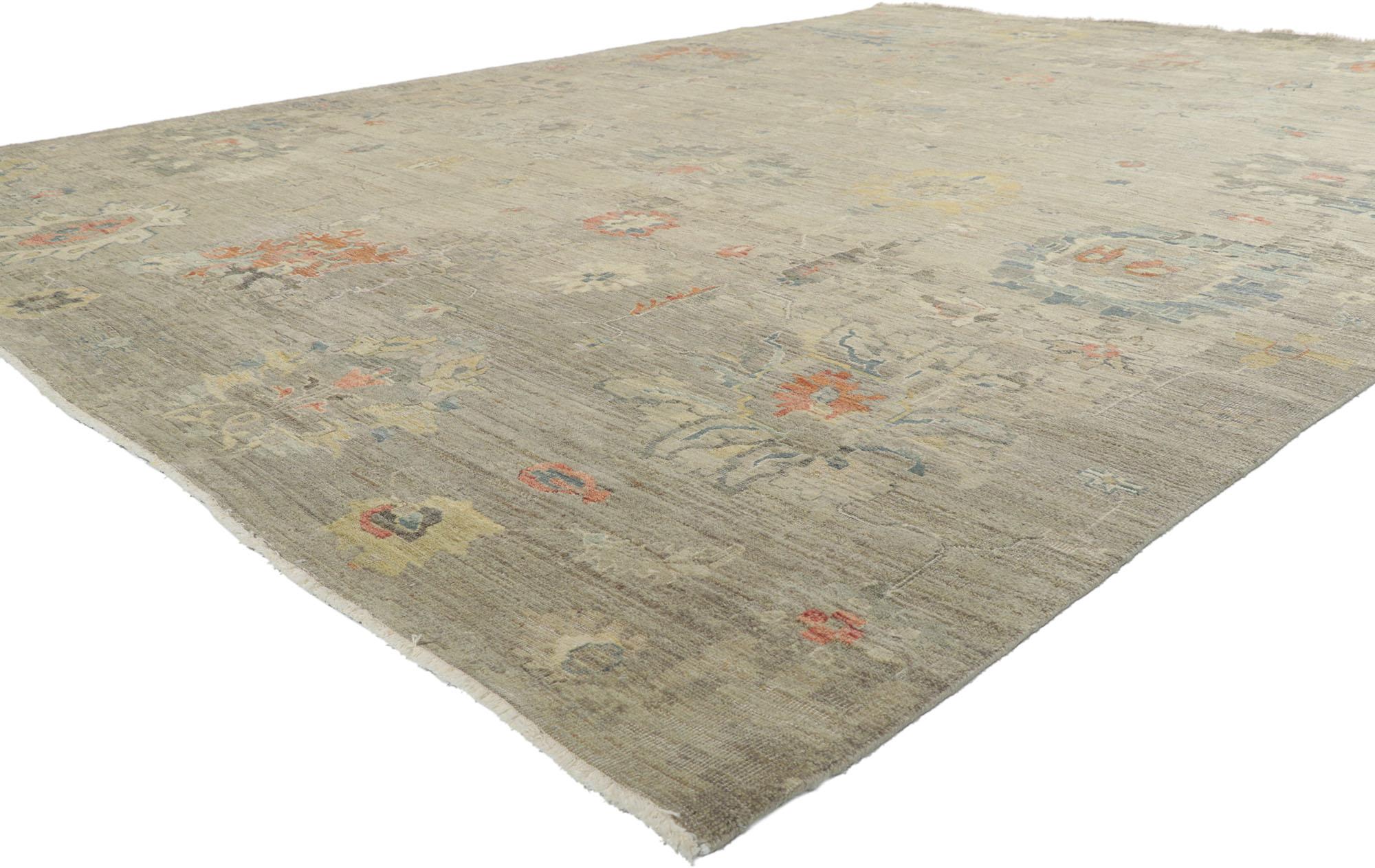 30716 New Contemporary Distressed Area rug with Modern Style 08'07 x 11'07. With its neutral colors and weathered beauty combined with nostalgic charm, this new contemporary distressed rug creates an inimitable warmth and calming ambiance. The