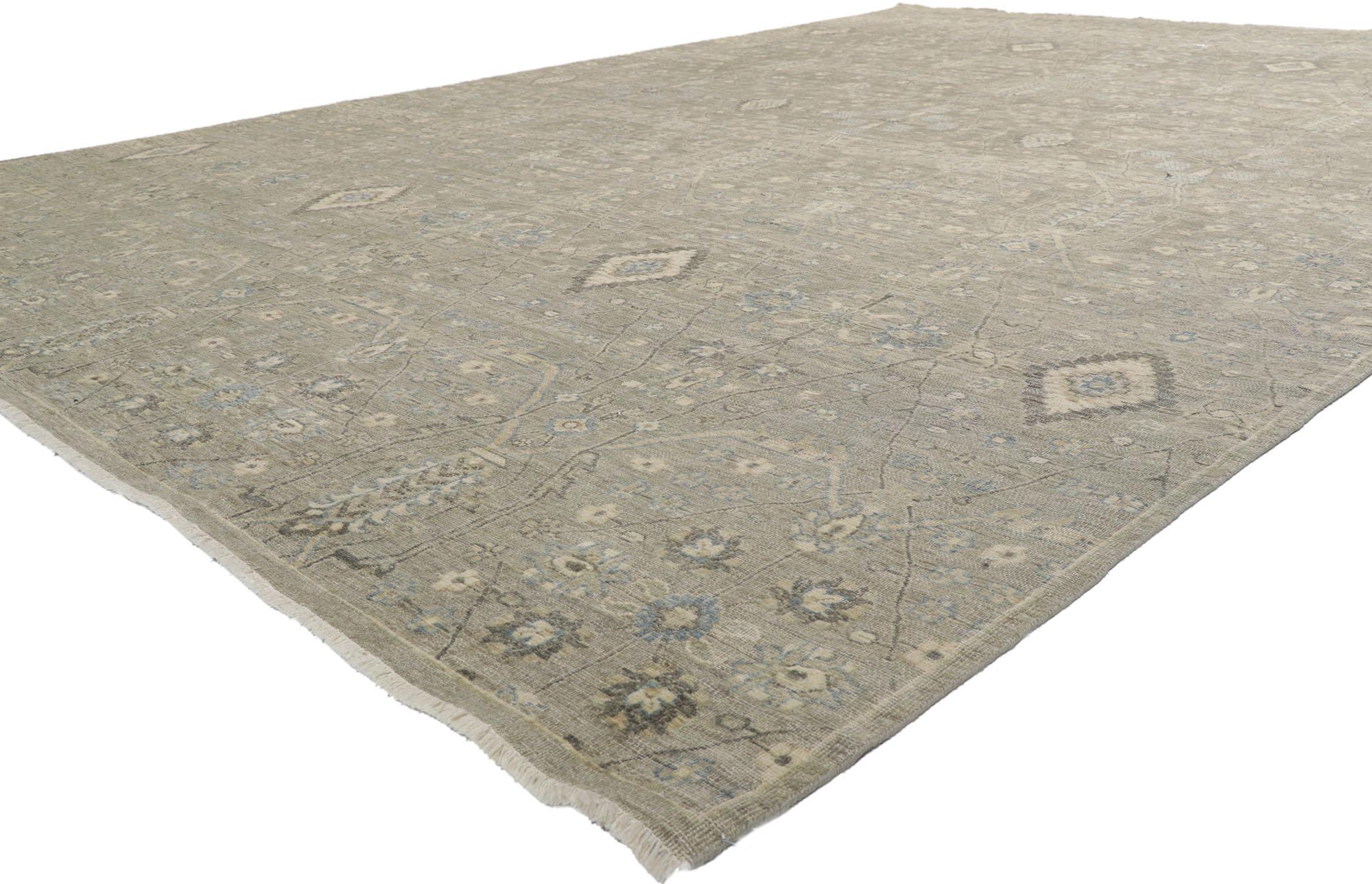 30712 New Contemporary Distressed rug with Modern Style 09'04 x 13'09. With its neutral colors and weathered beauty combined with nostalgic charm, this new contemporary distressed rug creates an inimitable warmth and calming ambiance. The geometric