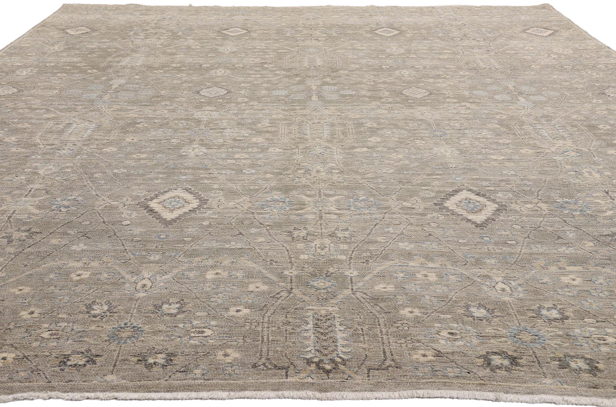 Indian New Contemporary Grey Oushak Rug with Modern Rustic Style For Sale