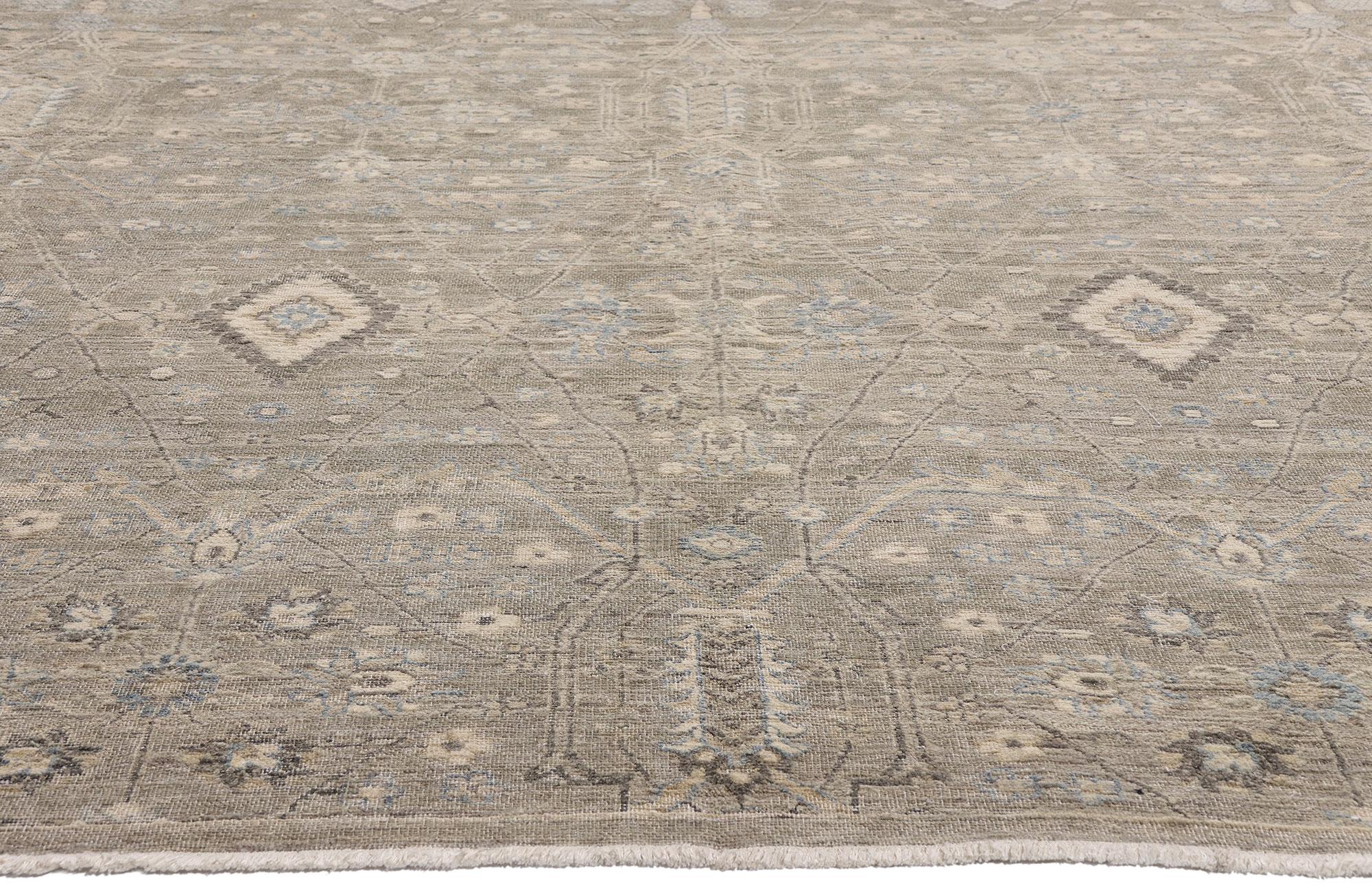 Hand-Knotted New Contemporary Grey Oushak Rug with Modern Rustic Style For Sale