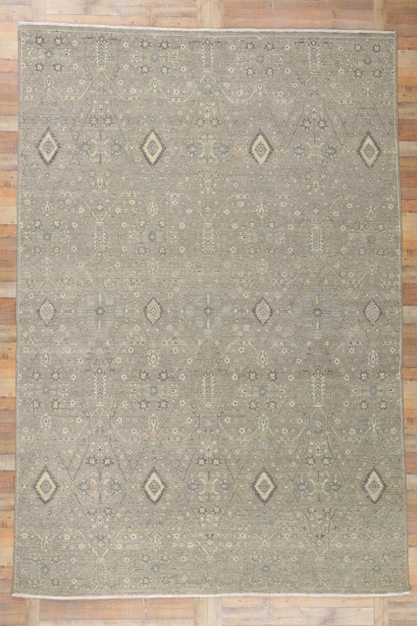 Wool New Contemporary Distressed Rug with Modern Style For Sale