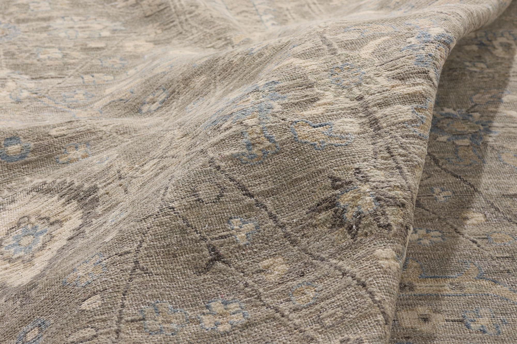 Wool New Contemporary Grey Oushak Rug with Modern Rustic Style For Sale